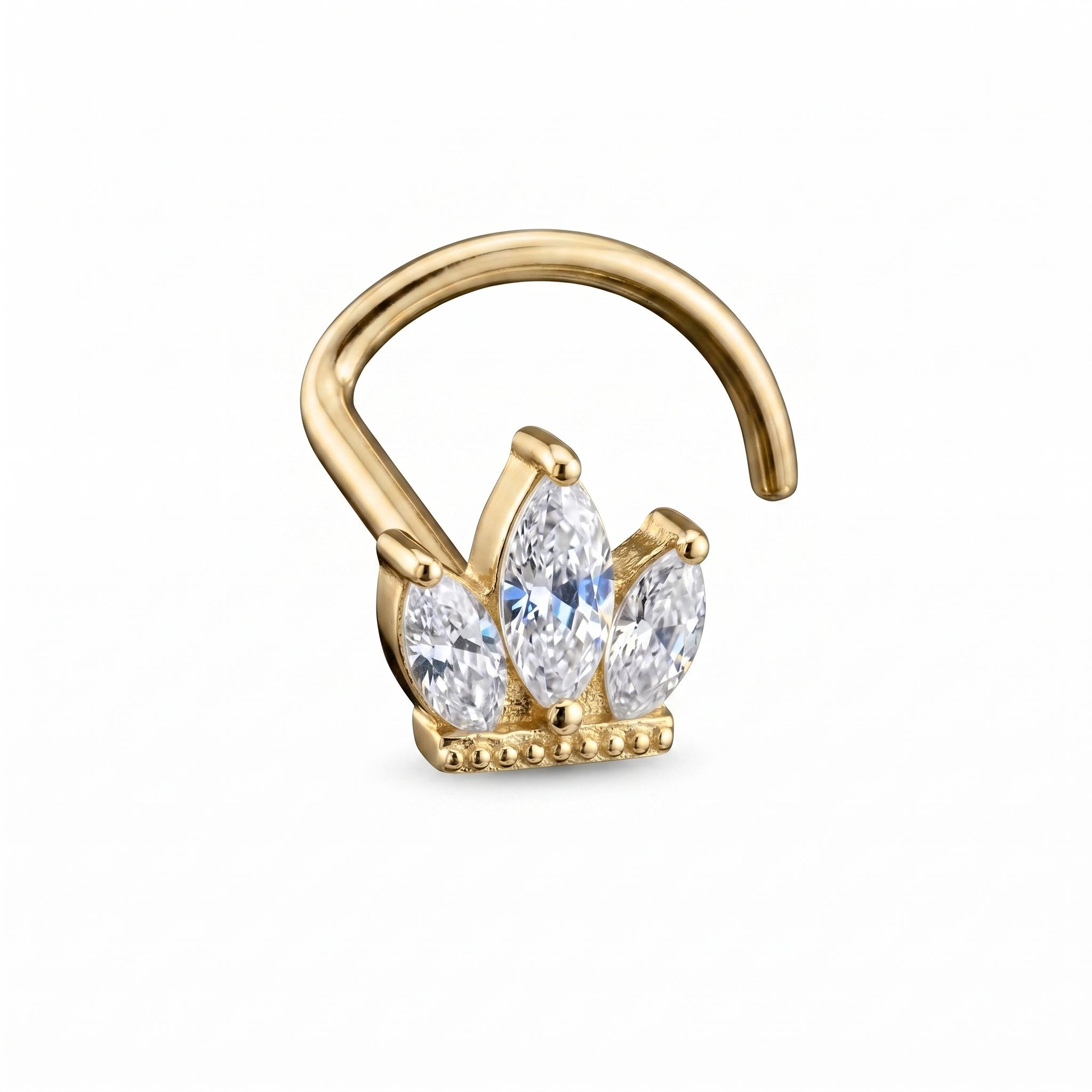 crown nose stud in gold on a white background — G23 titanium 20G