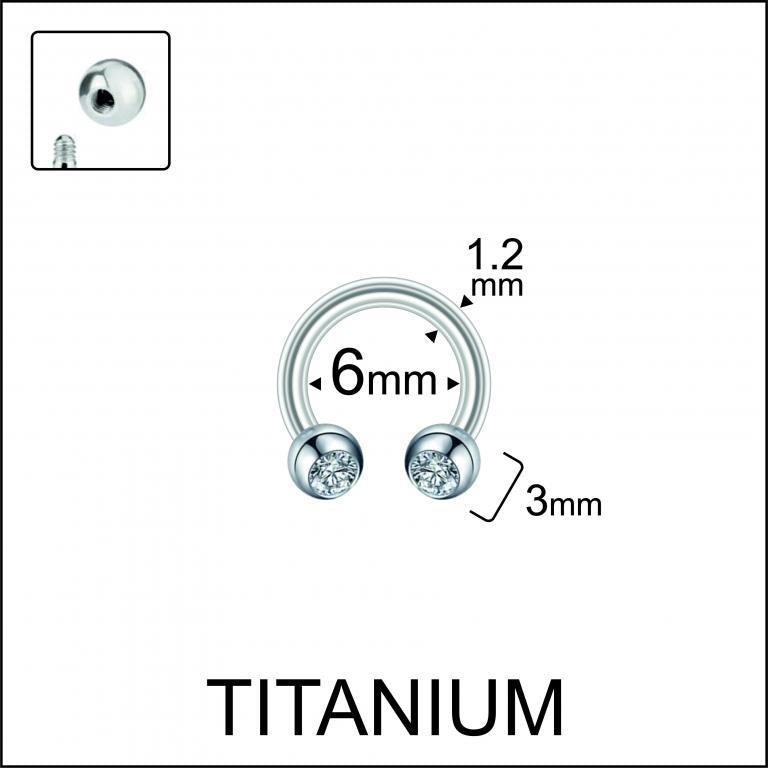 Size diagram showing 6mm inner diameter of a silver horseshoe ring with
