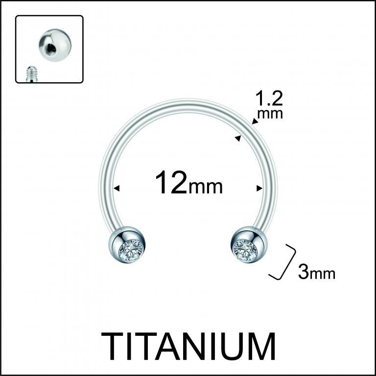 Size diagram showing 12mm inner diameter of a silver horseshoe ring with