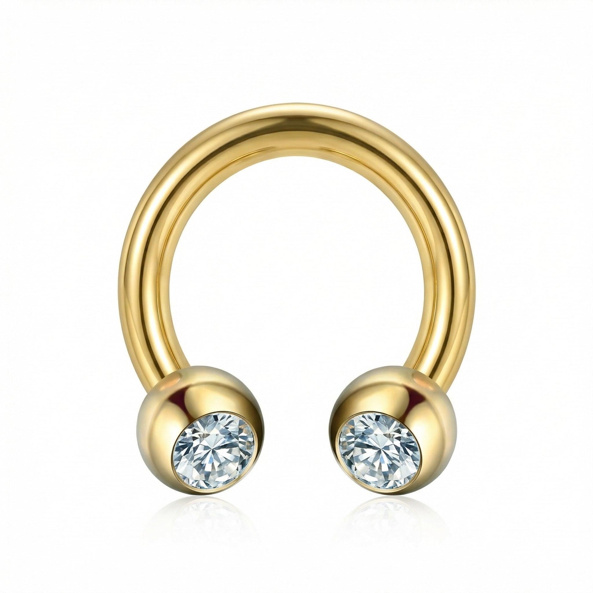 Crystal Piercing In Septum - Gold 16G titanium crystal