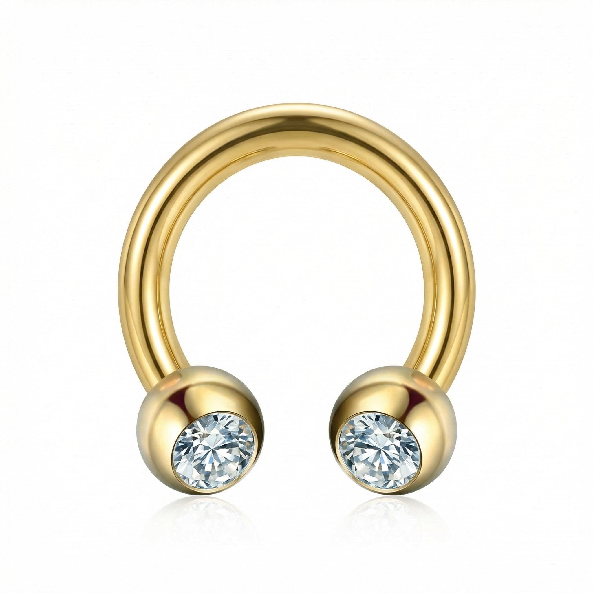 Crystal Piercing In Septum - Gold 16G titanium crystal