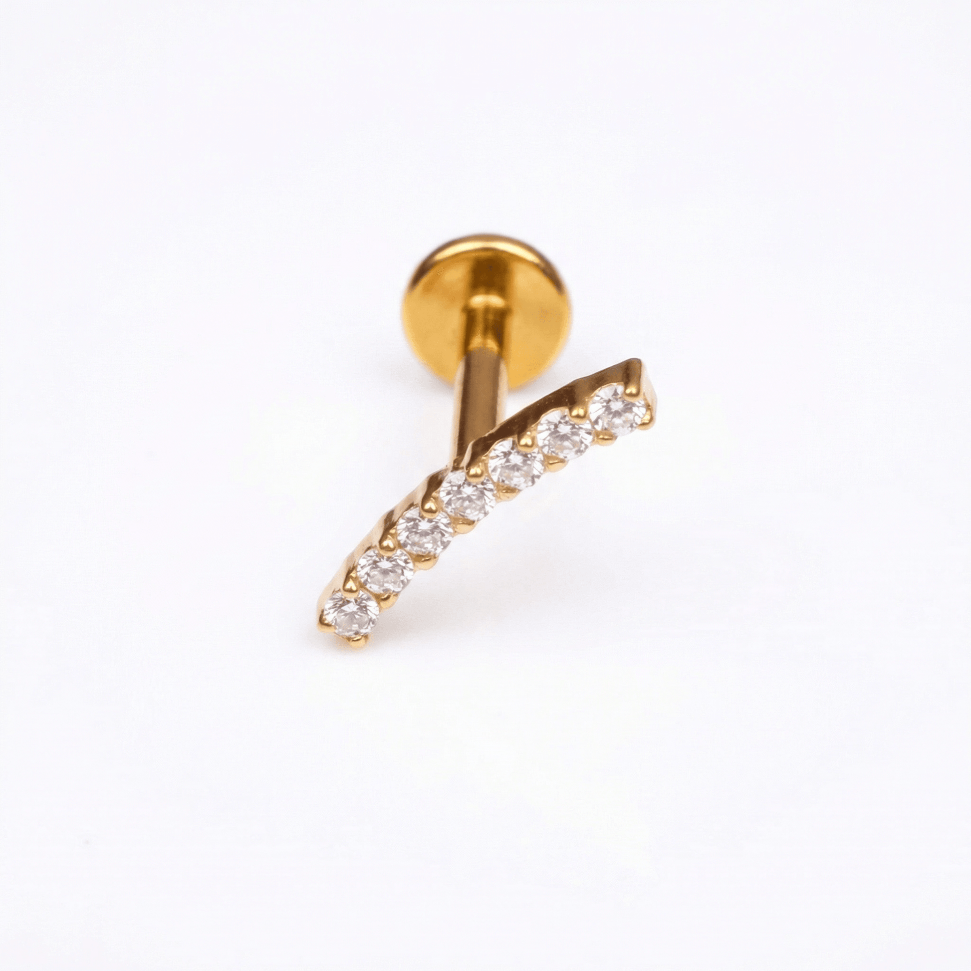 Curved Forward Helix Piercing - Single gold titanium isolated