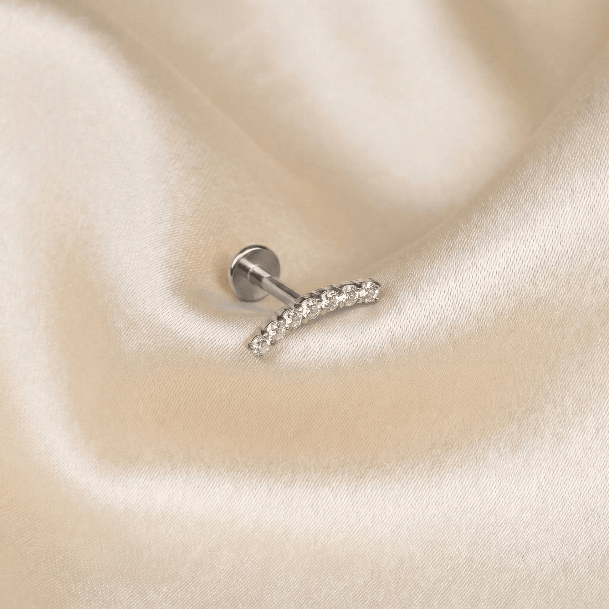 Curved Forward Helix Piercing - Silver curved bar titanium