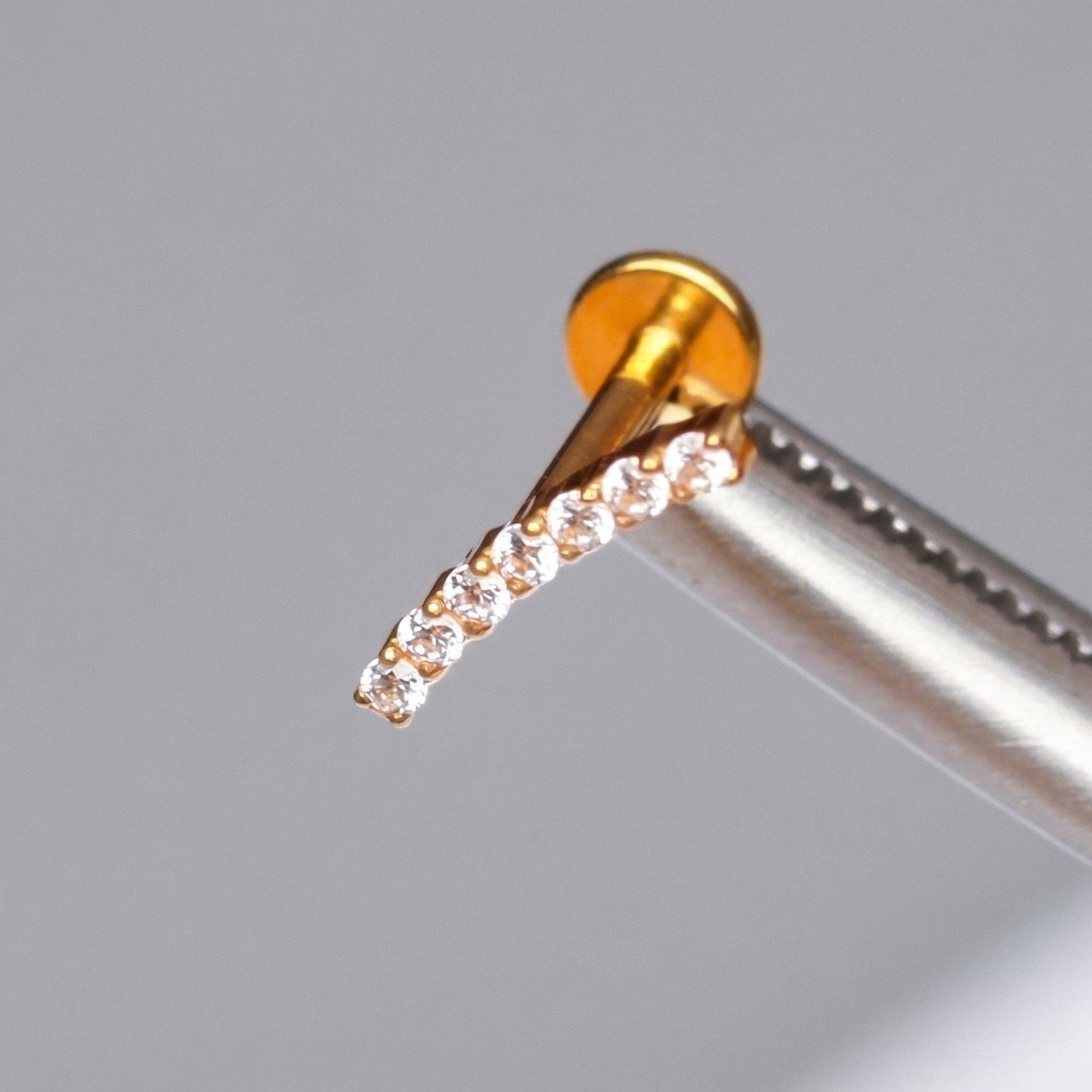 Curved Forward Helix Piercing - Gold medical-grade titanium stud