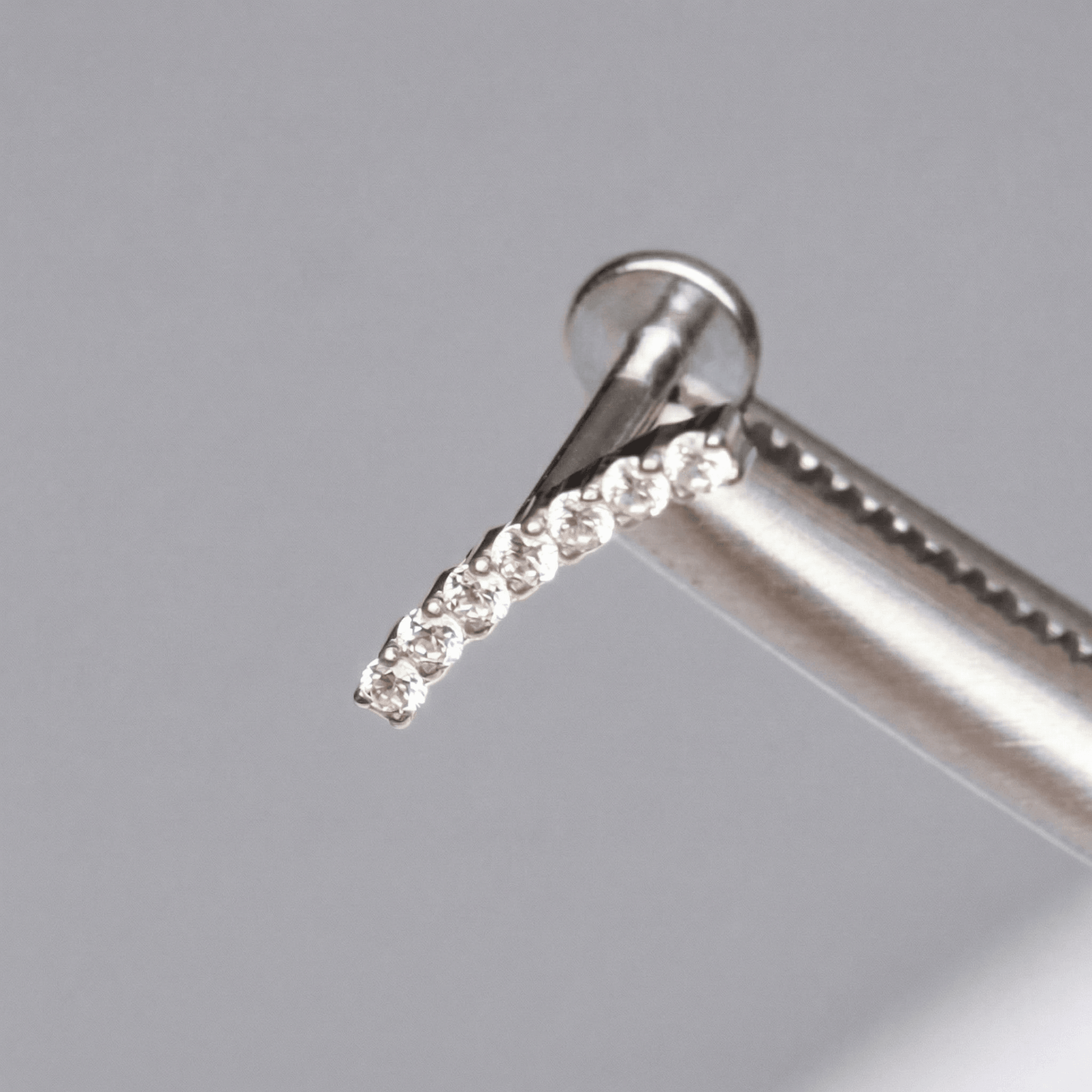 Curved Forward Helix Piercing - Silver curved bar stud