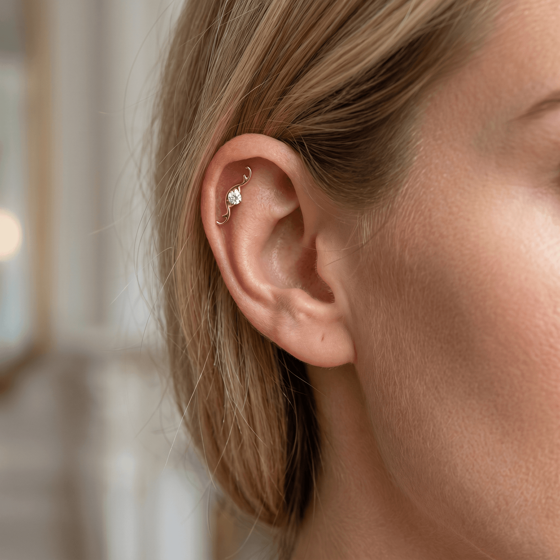 Curved Hidden Helix Piercing · helix jewelry stud