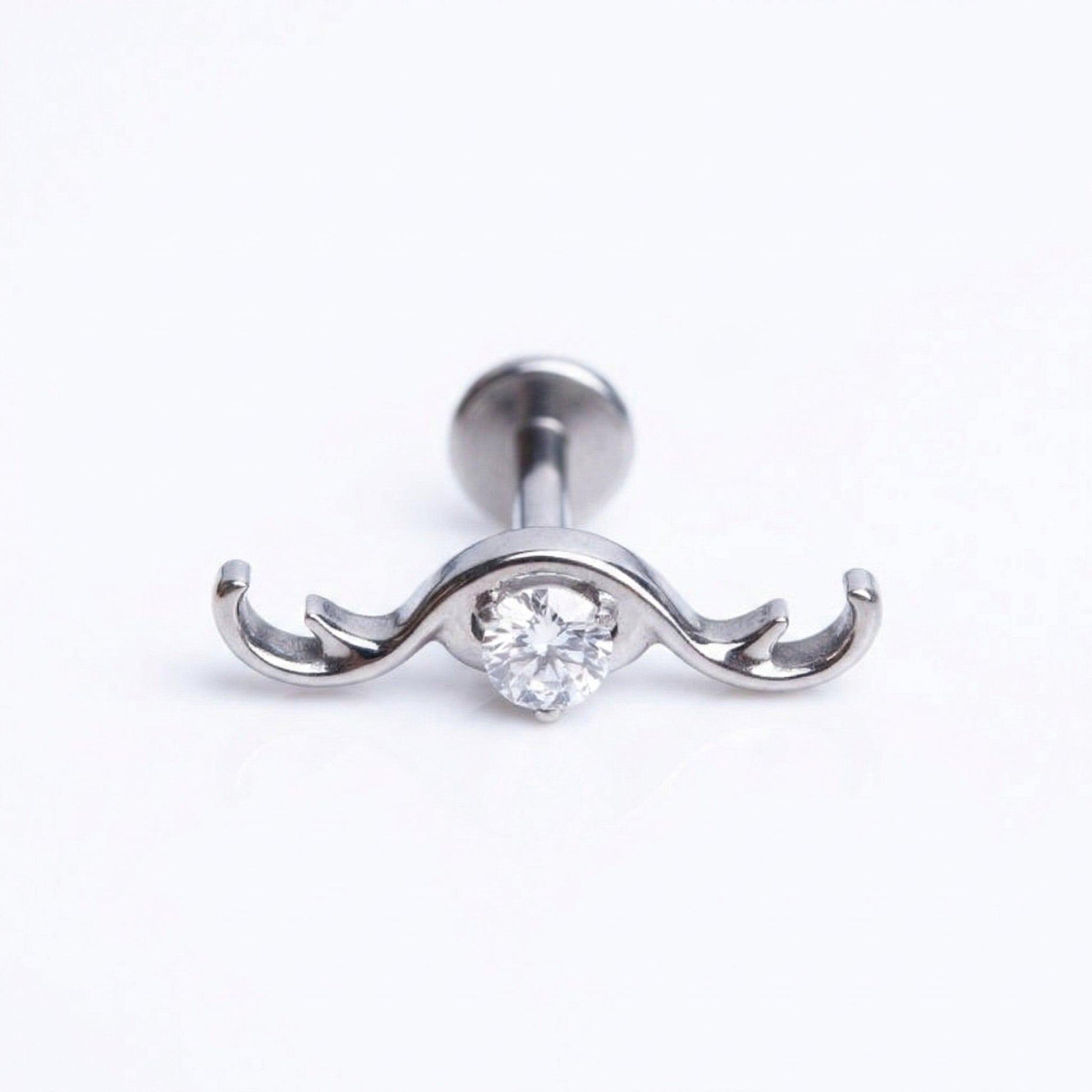 Curved Hidden Helix Piercing - Single silver curved wave