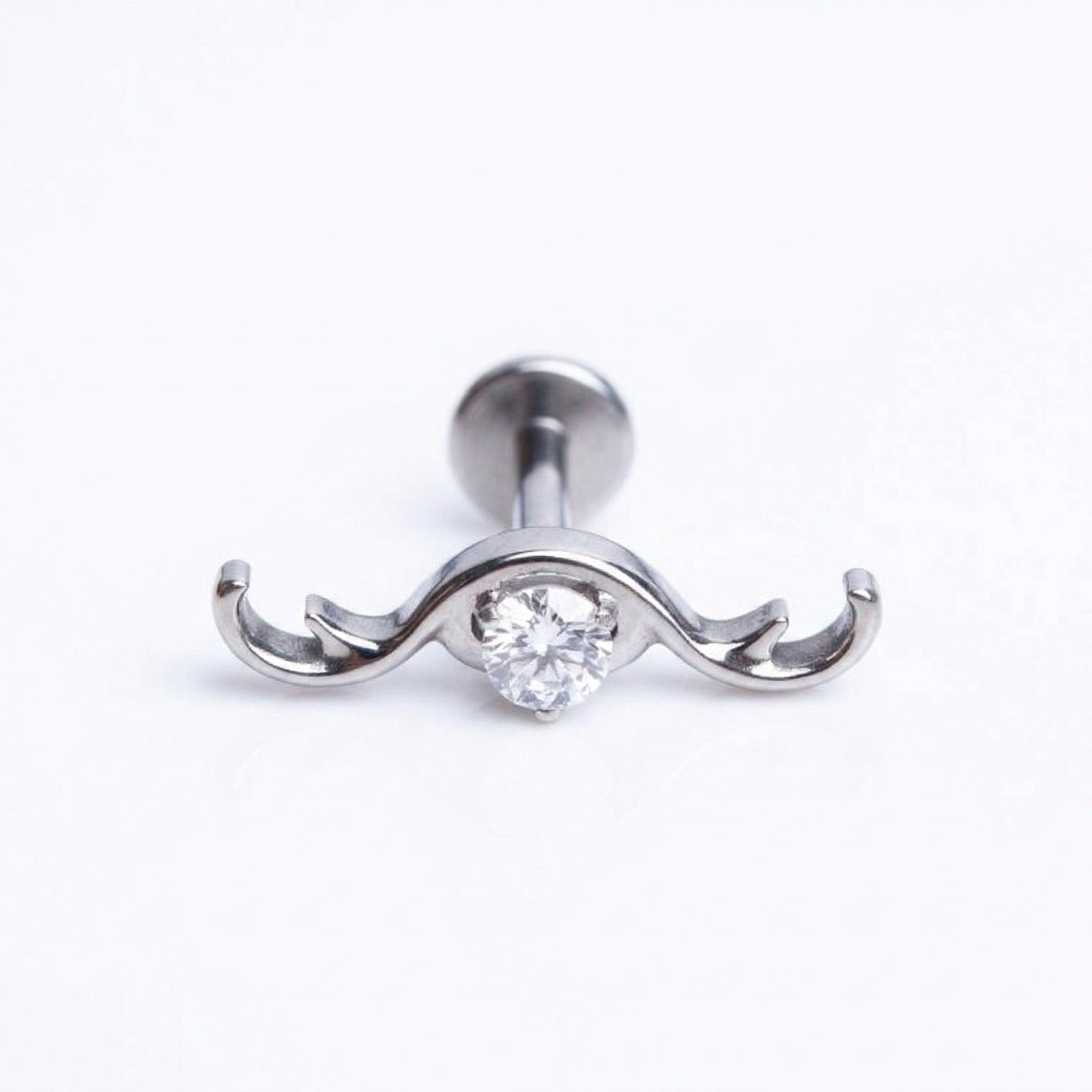 Curved Hidden Helix Piercing - Single silver curved wave