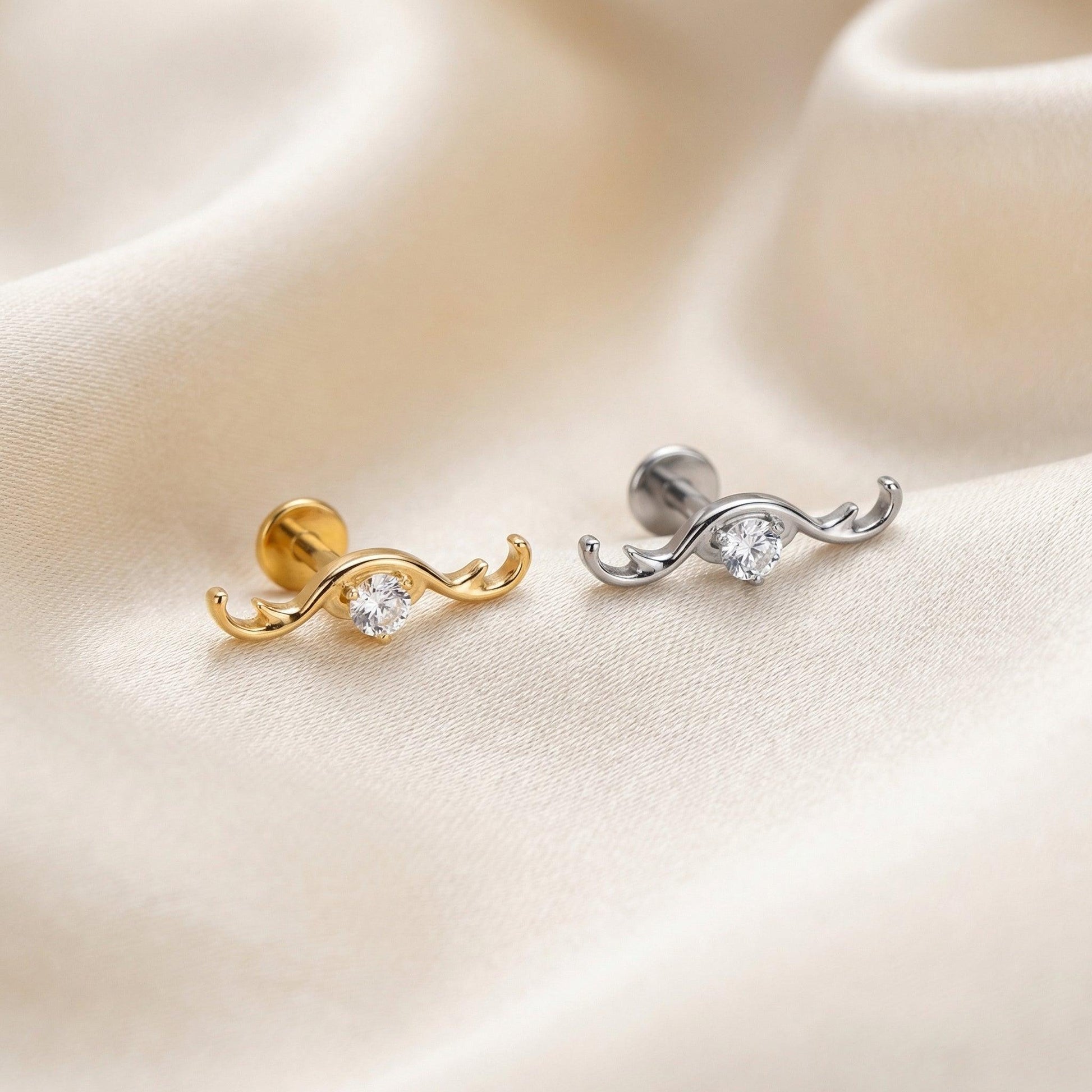 Curved Hidden Helix Piercing - Gold and silver hypoallergenic