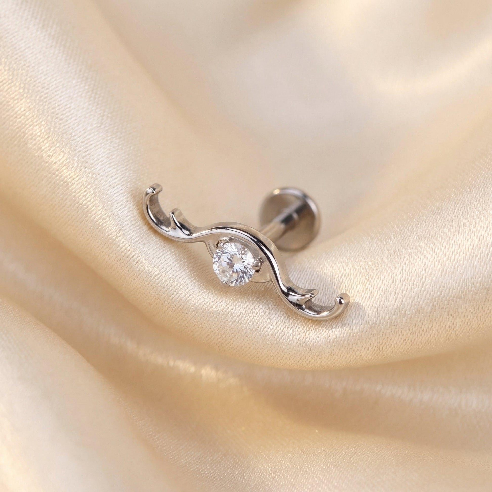 Curved Hidden Helix Piercing - Silver medical-grade titanium piercing