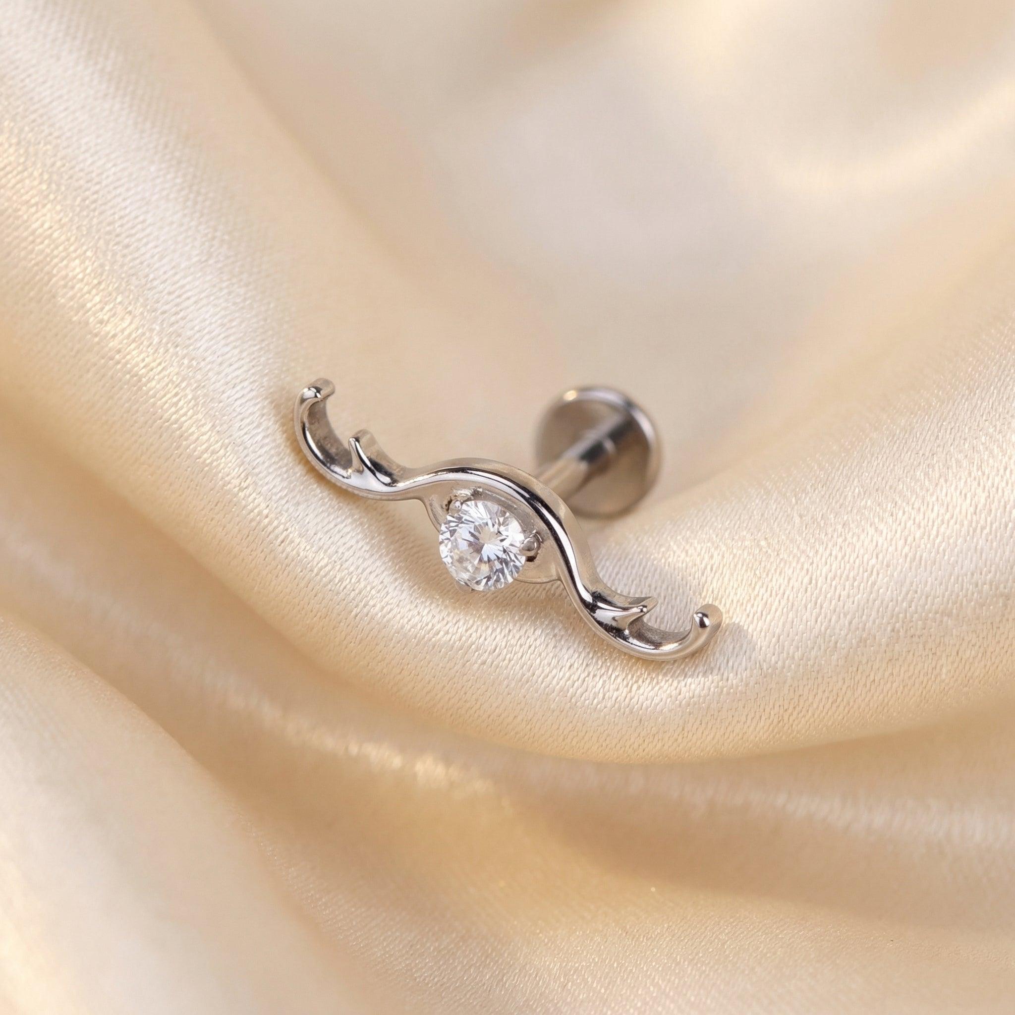 Curved Hidden Helix Piercing - Silver medical-grade titanium piercing