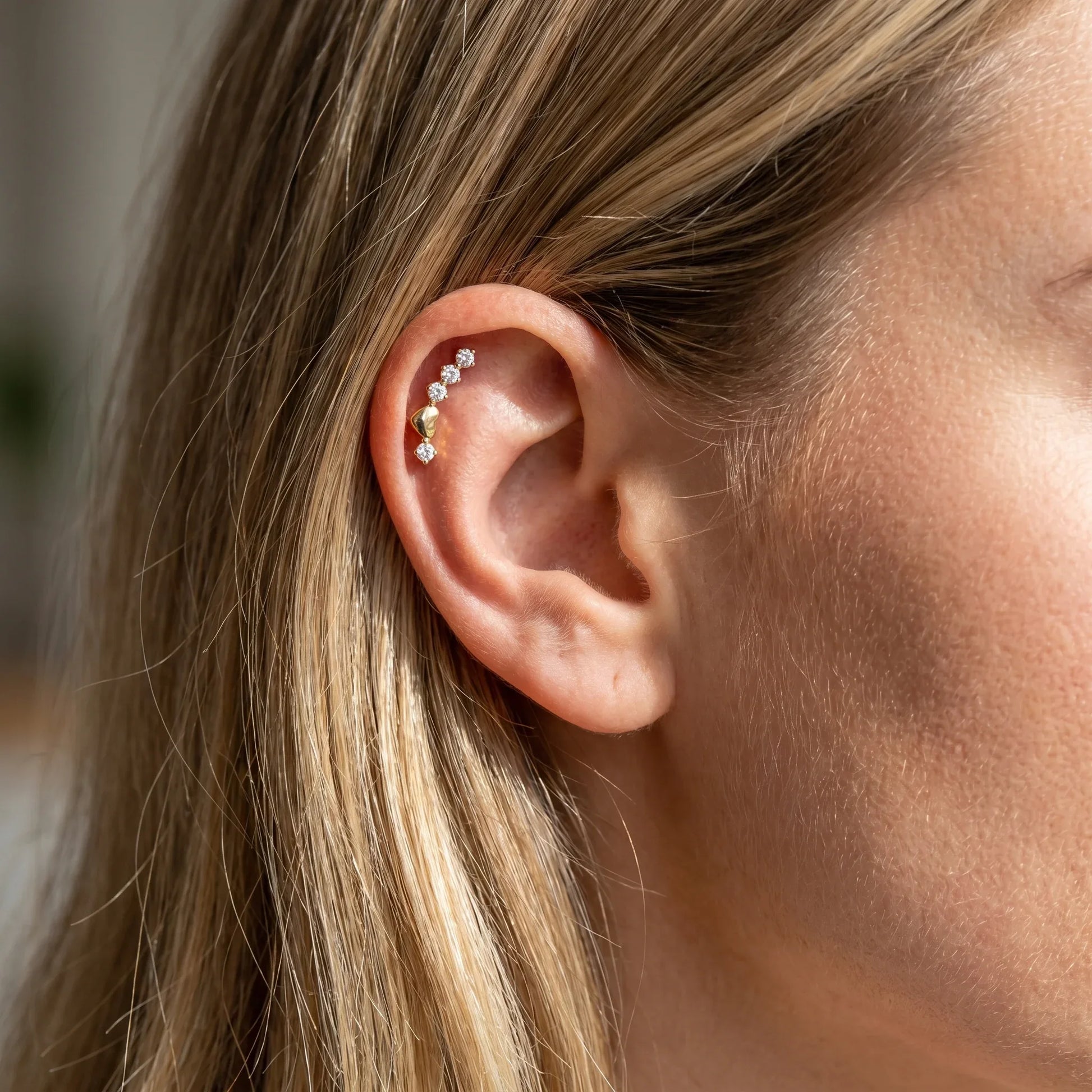 Curved Front Helix Piercing · helix jewelry stud