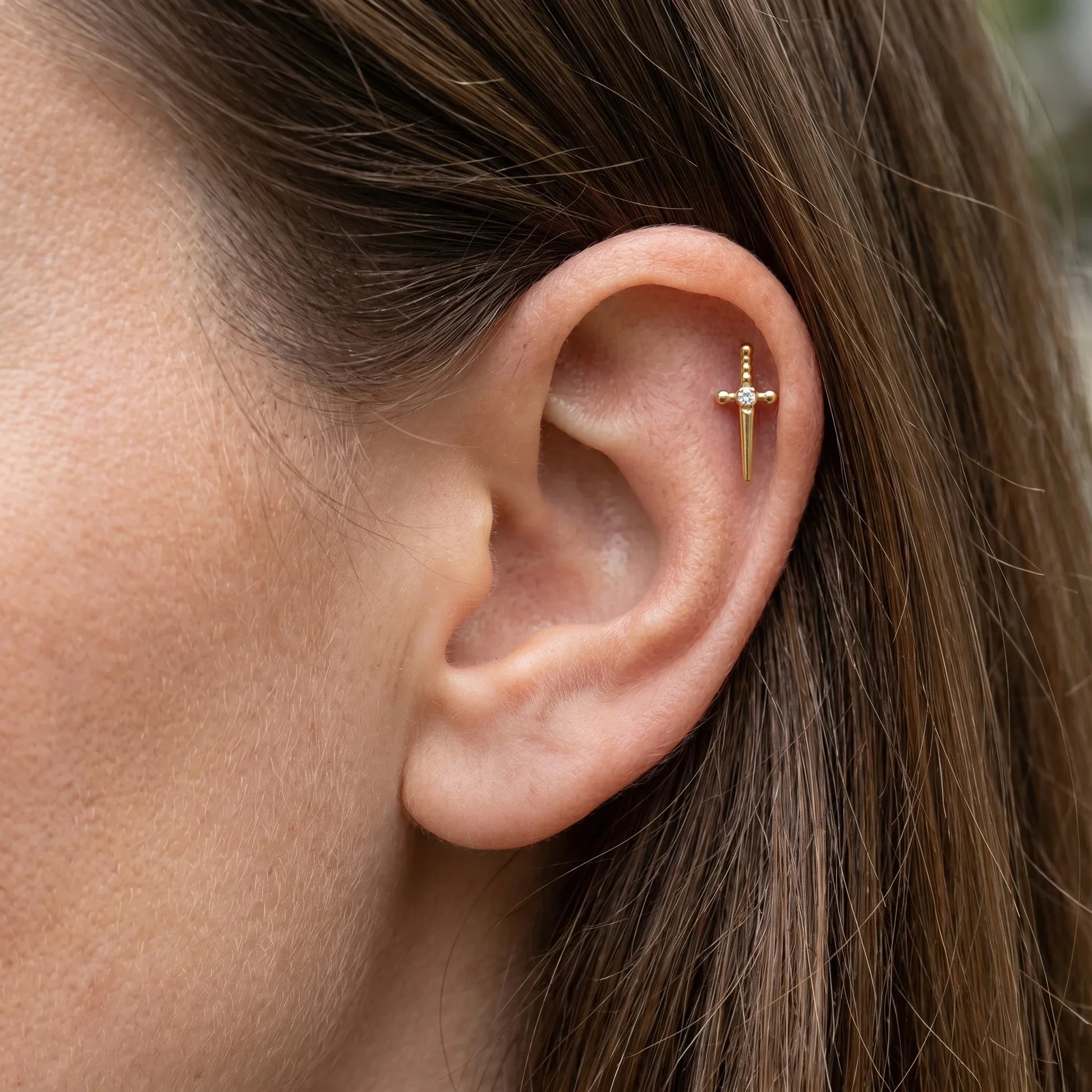 Dagger Front Helix Piercing · helix jewelry stud