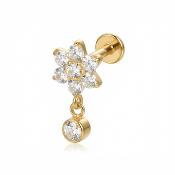 Daisy Front Helix Piercing - Single gold titanium earring