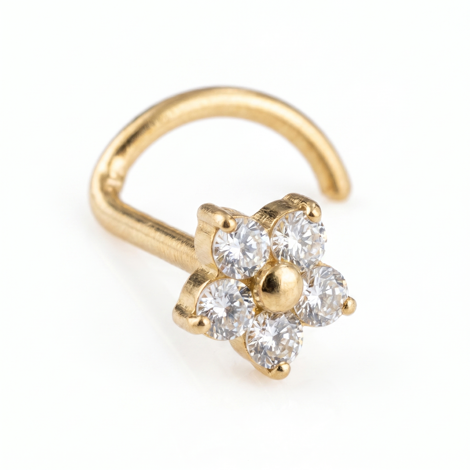 daisy nose stud in gold on a white background — G23 titanium 20G