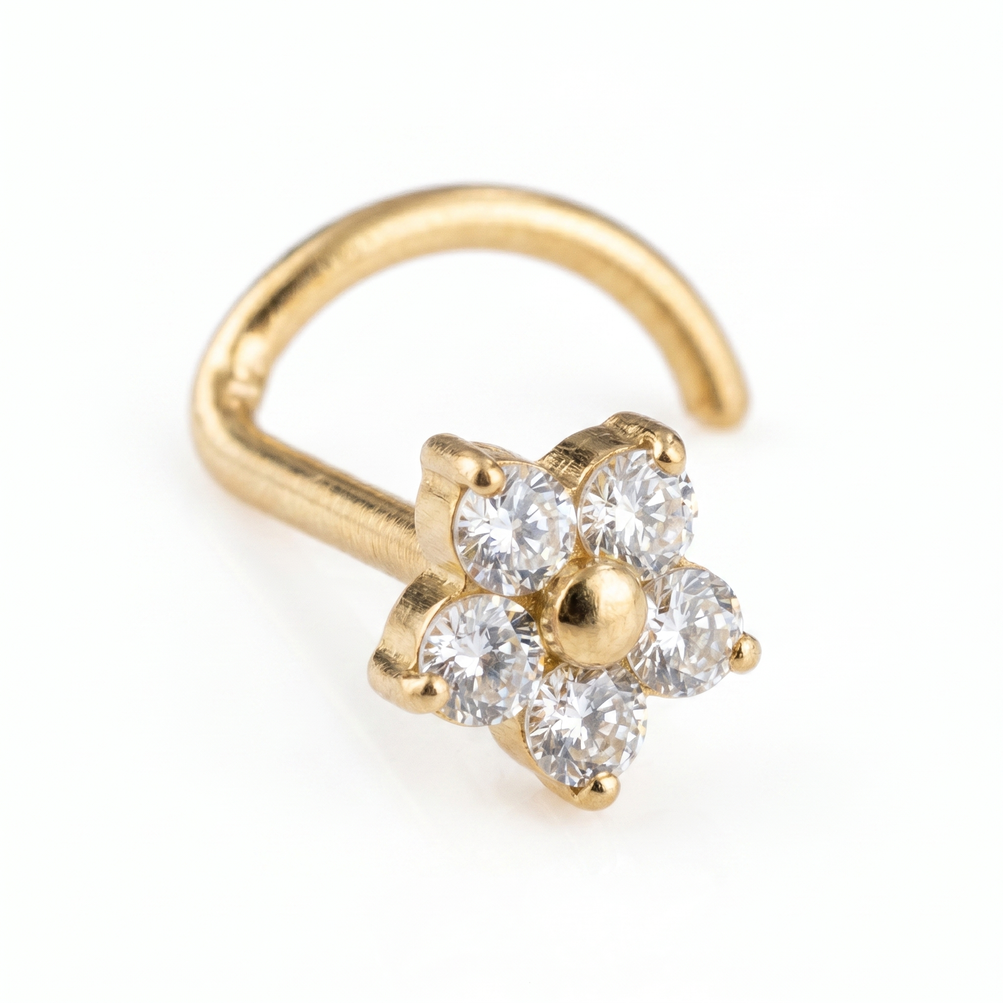 daisy nose stud in gold on a white background — G23 titanium 20G