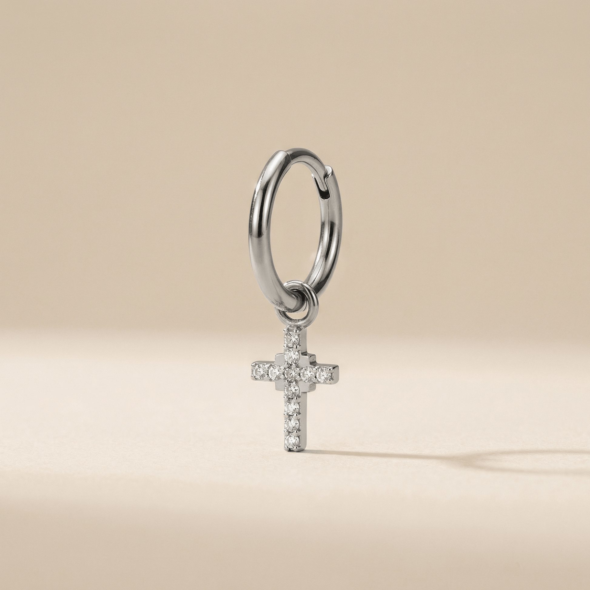 Dangling Front Helix Piercing - Silver titanium dangling cross