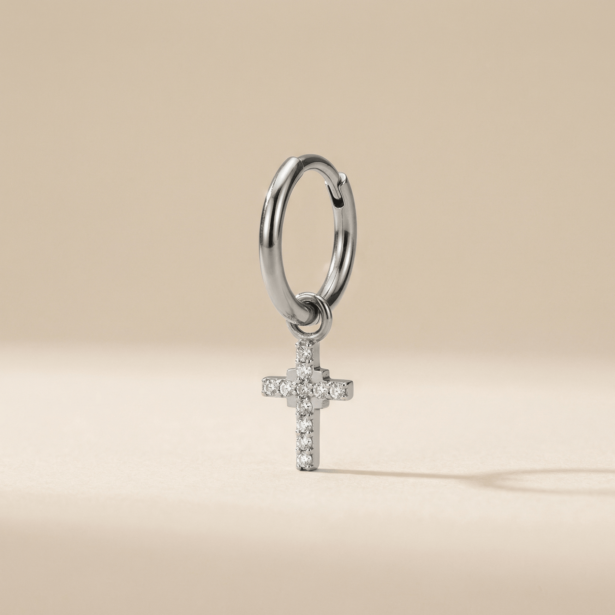 Dangling Front Helix Piercing - Silver titanium dangling cross