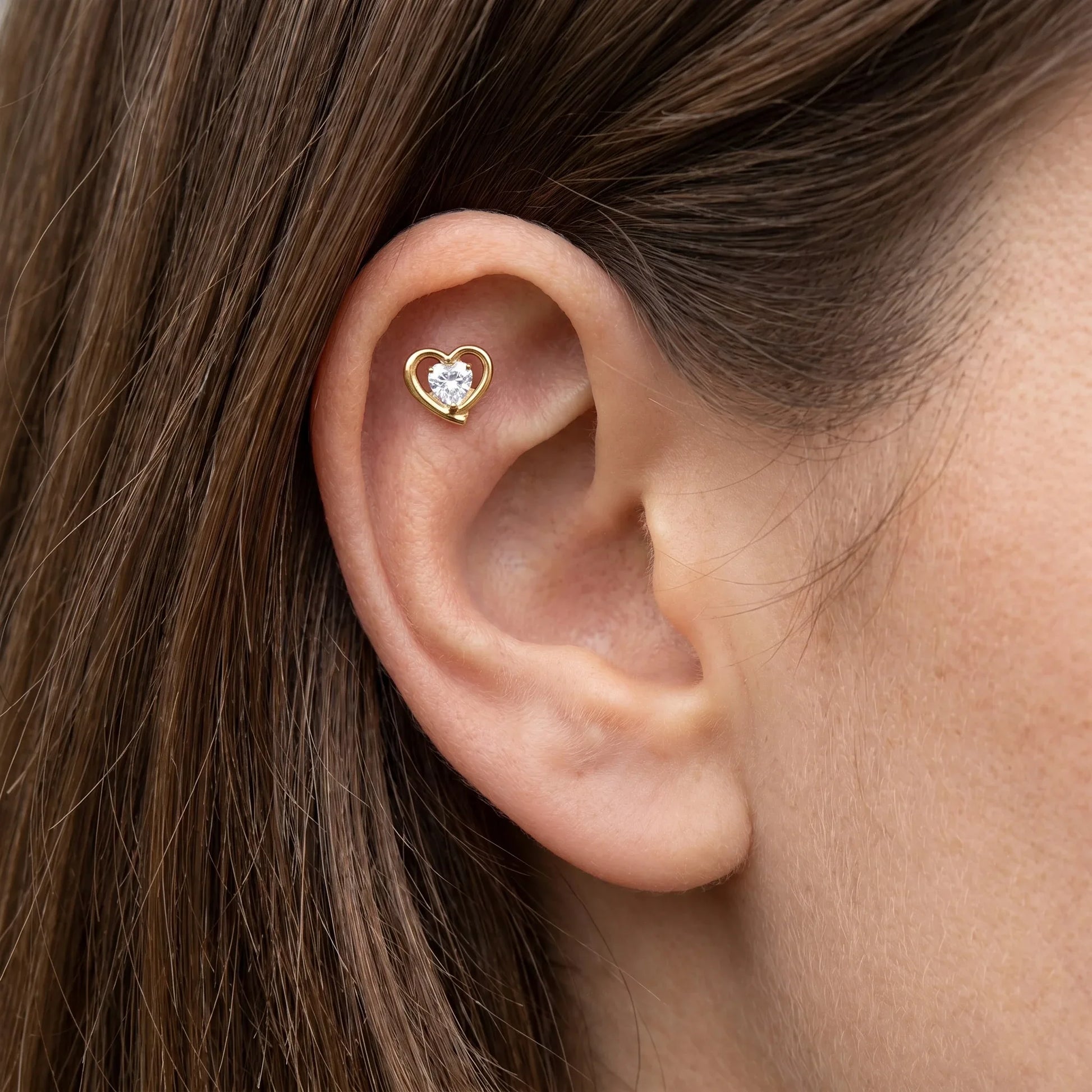 Piercing Titanium Jewelry - Gold hypoallergenic ear stack jewelry styled in