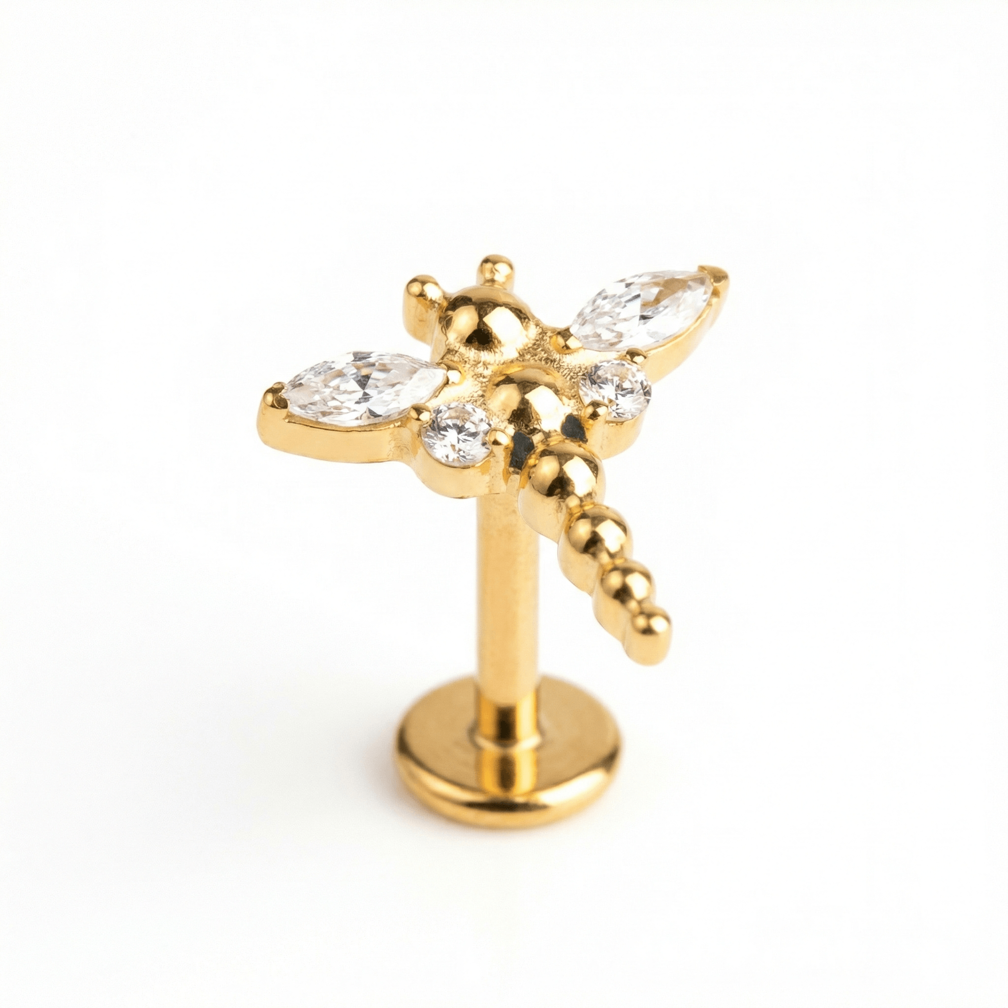 Dragonfly Front Helix Piercing - 16G G23 titanium gold