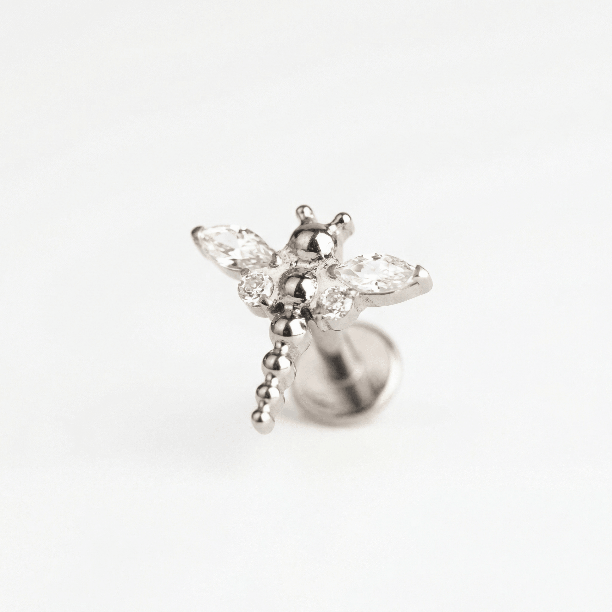 Dragonfly Front Helix Piercing - Silver titanium dragonfly stud