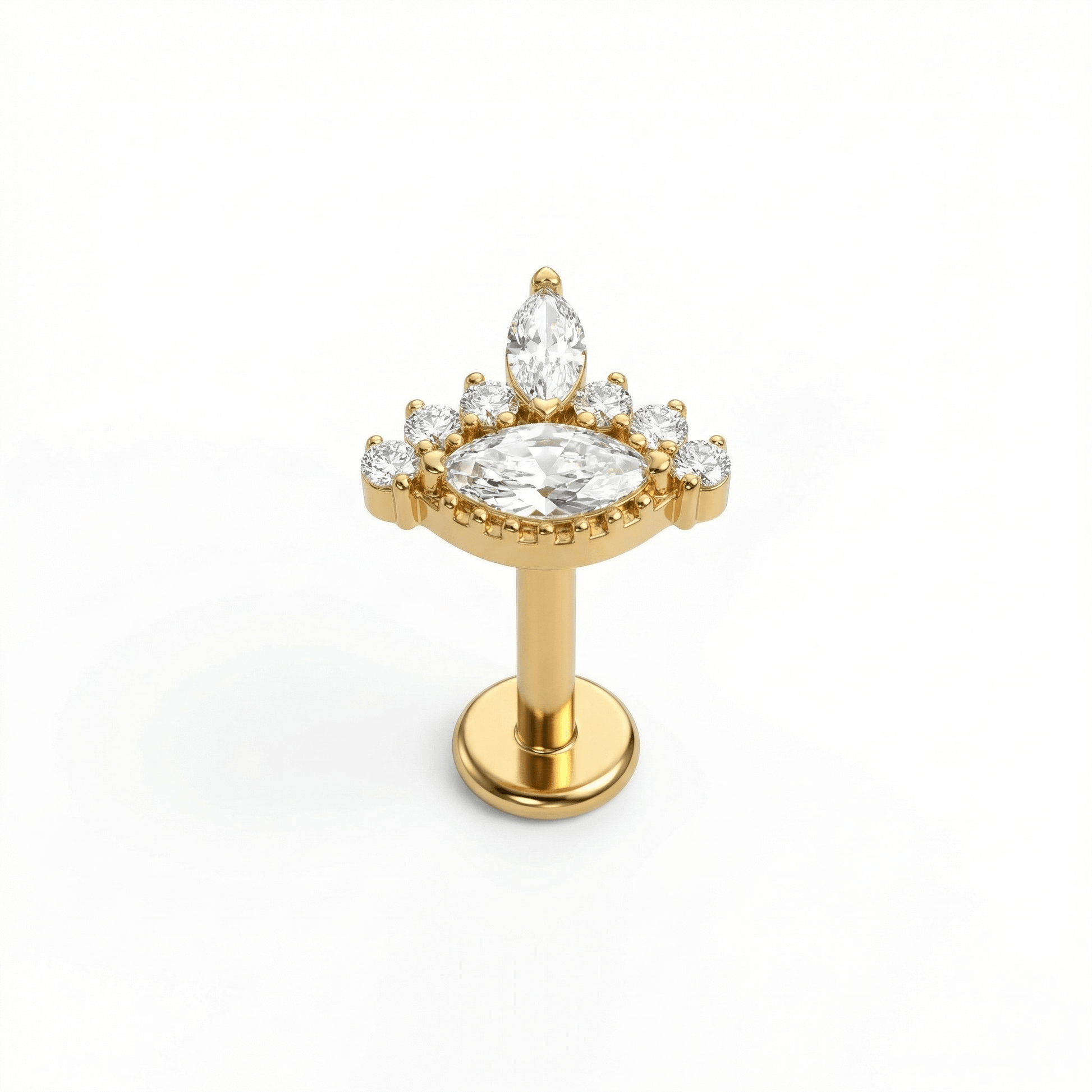 Evil Front Helix Piercing - Single gold titanium isolated