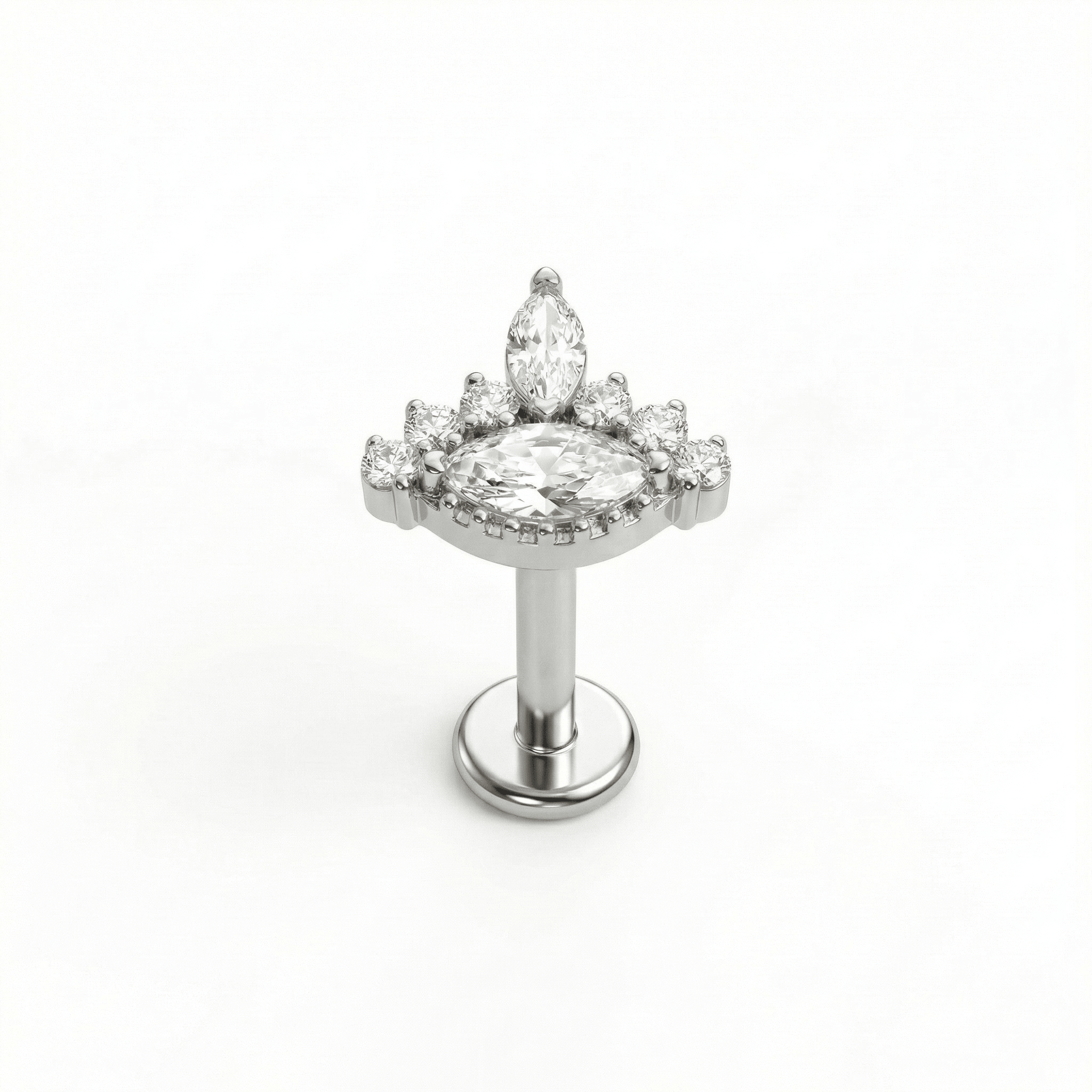 Evil Front Helix Piercing - Single silver 16g piercing