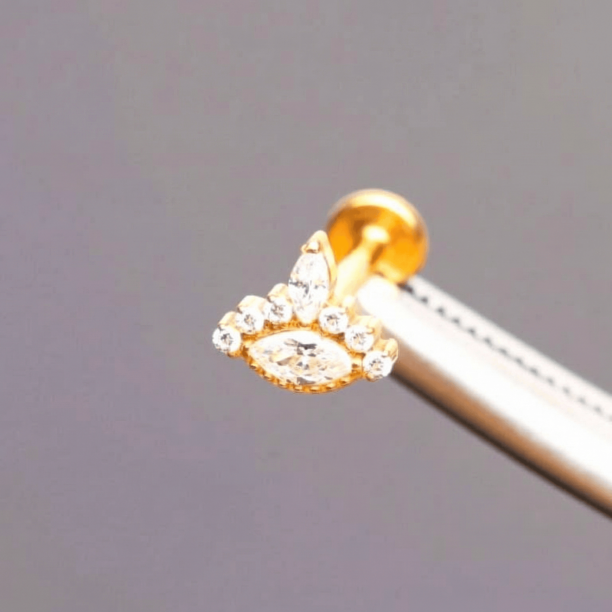 Evil Front Helix Piercing - Gold medical-grade titanium stud