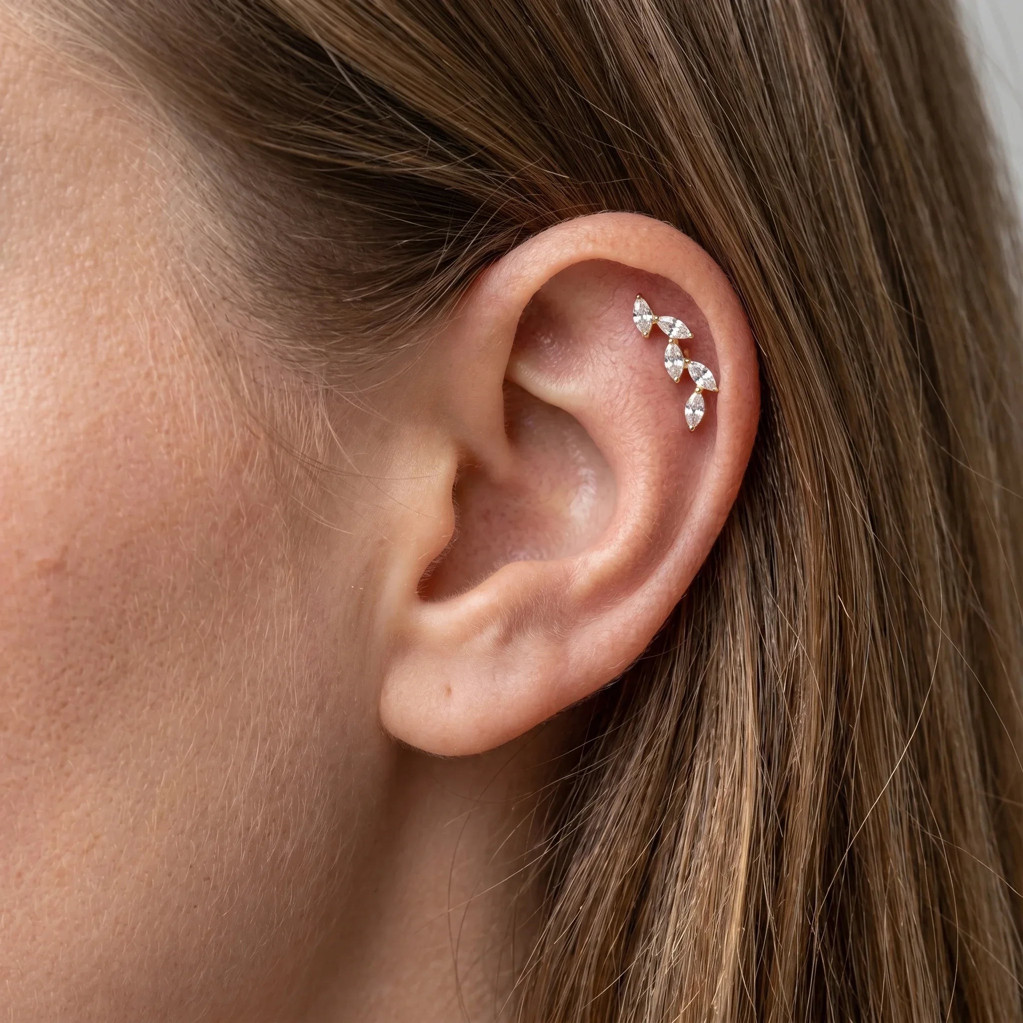Five Front Helix Piercing · helix jewelry stud