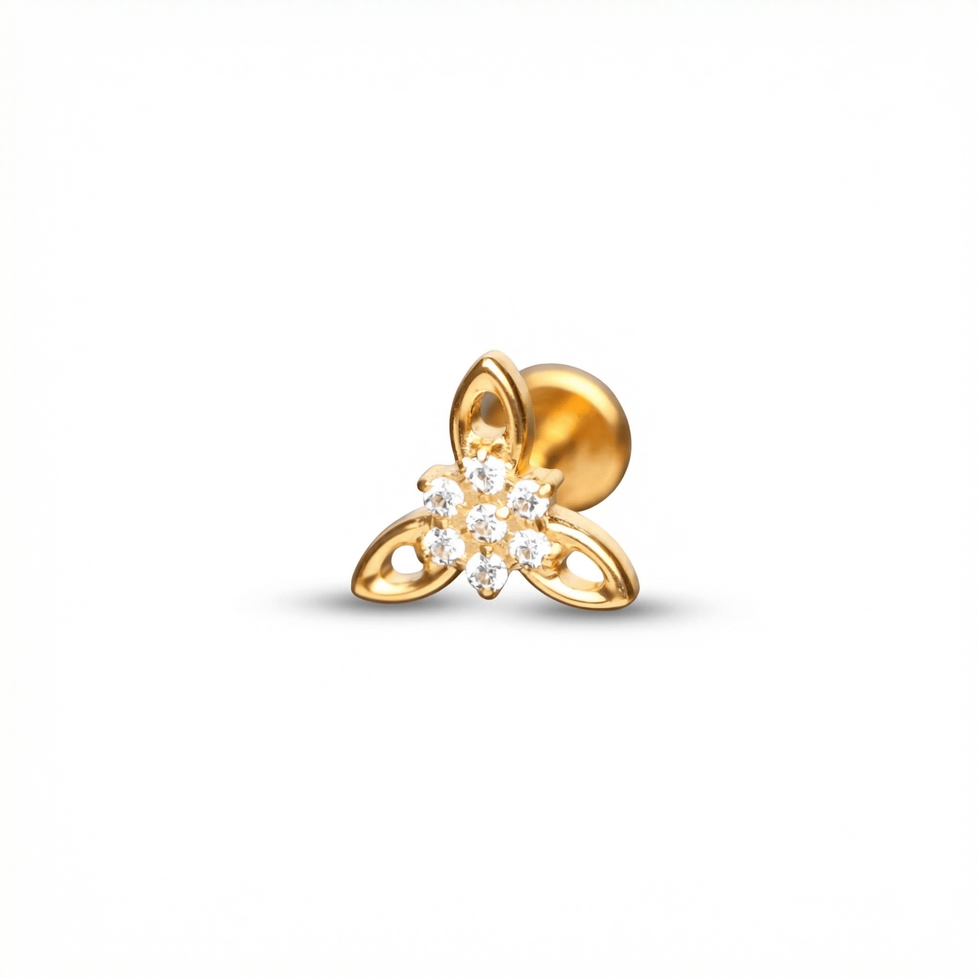 Cz Front Helix Piercing - Gold 16G titanium CZ