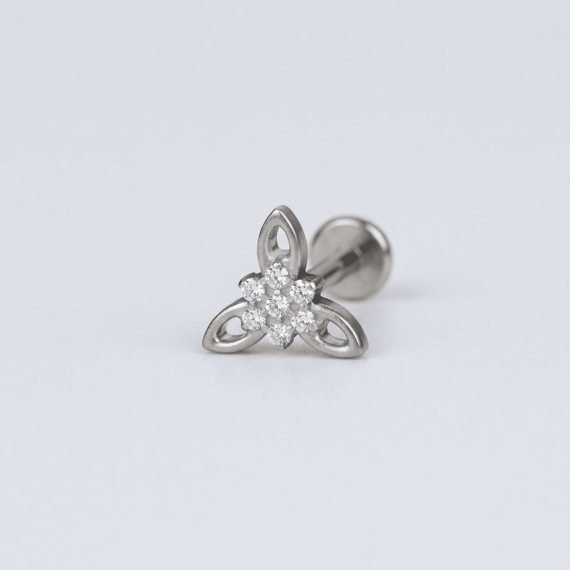 Cz Front Helix Piercing - Silver 16G titanium CZ
