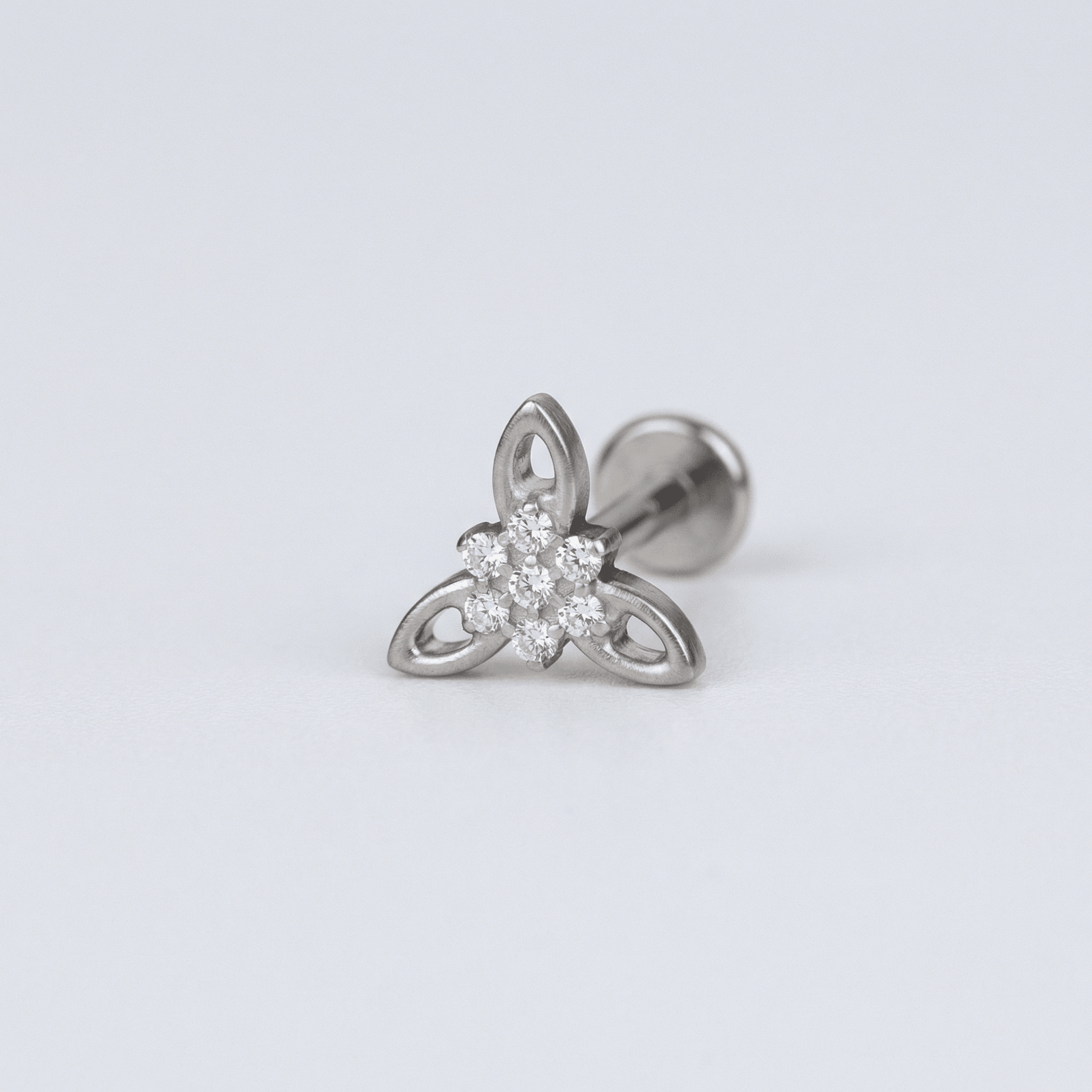 Cz Front Helix Piercing - Silver 16G titanium CZ