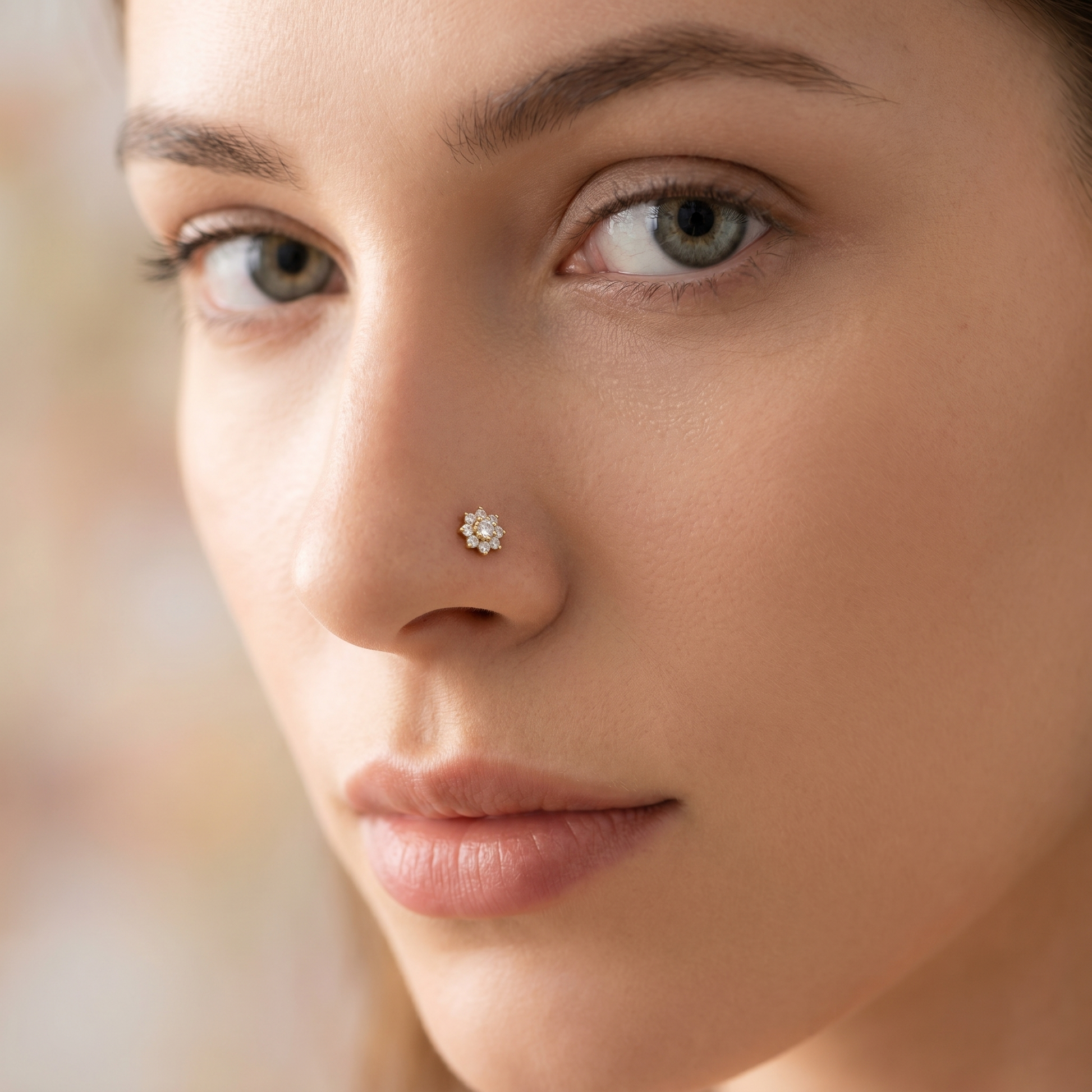 flower nose stud — G23 titanium nose jewelry 20G