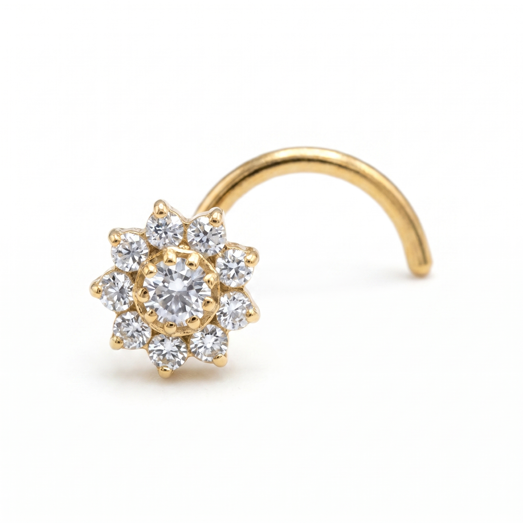 flower nose stud sizes on a white background — G23 titanium 20G