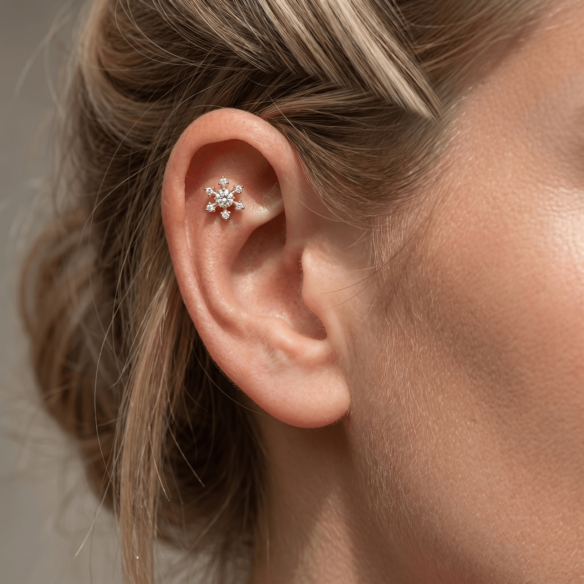 Gold Helix Piercing Earrings · flat helix stud