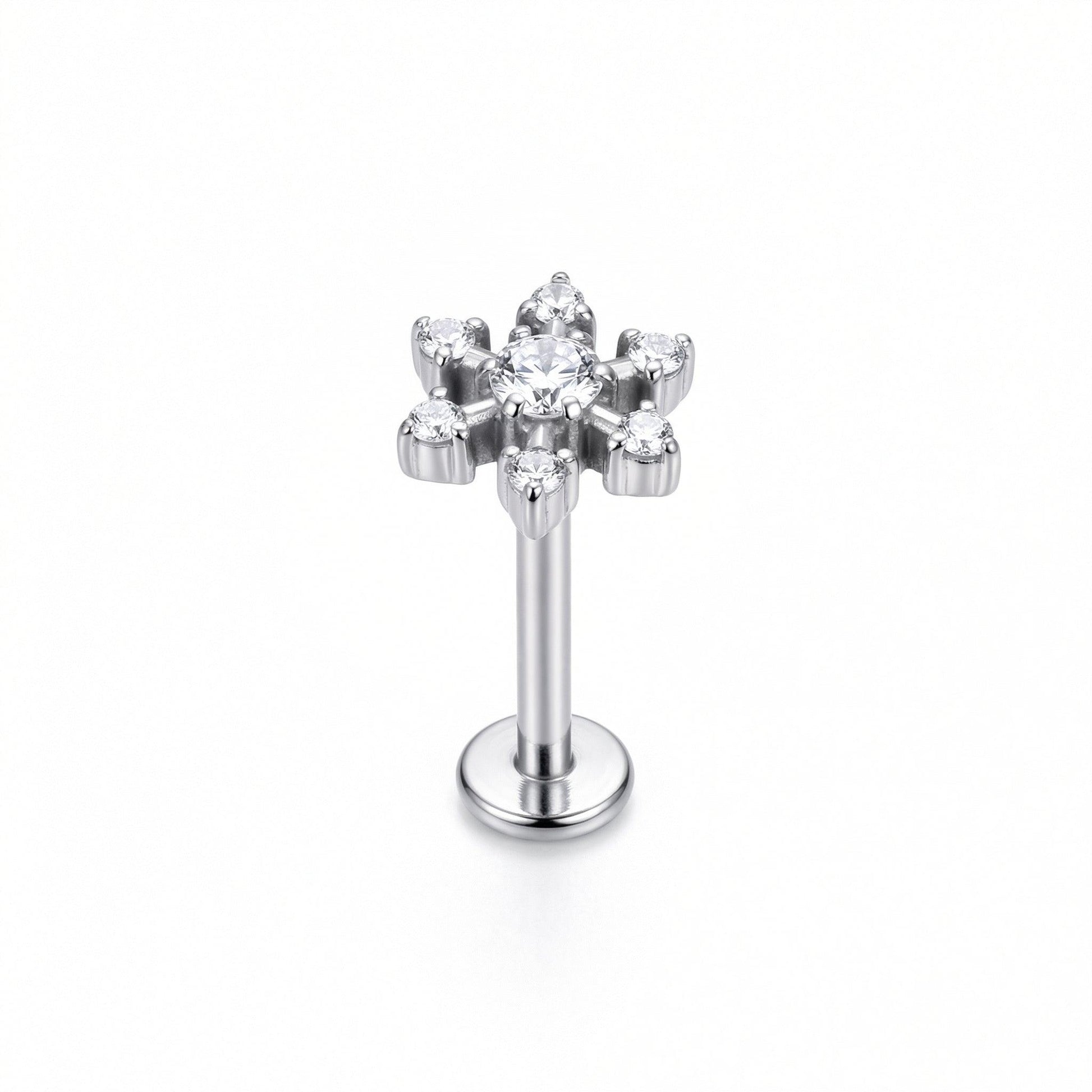Gold Helix Piercing Earrings - Single silver flower piercing