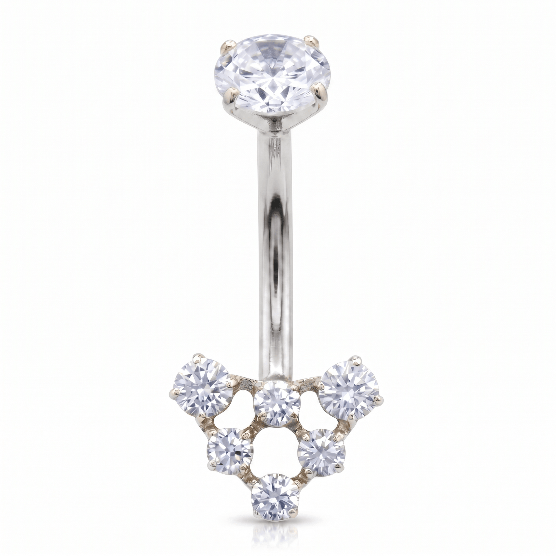 Double Belly Button Piercing - Silver titanium cluster navel