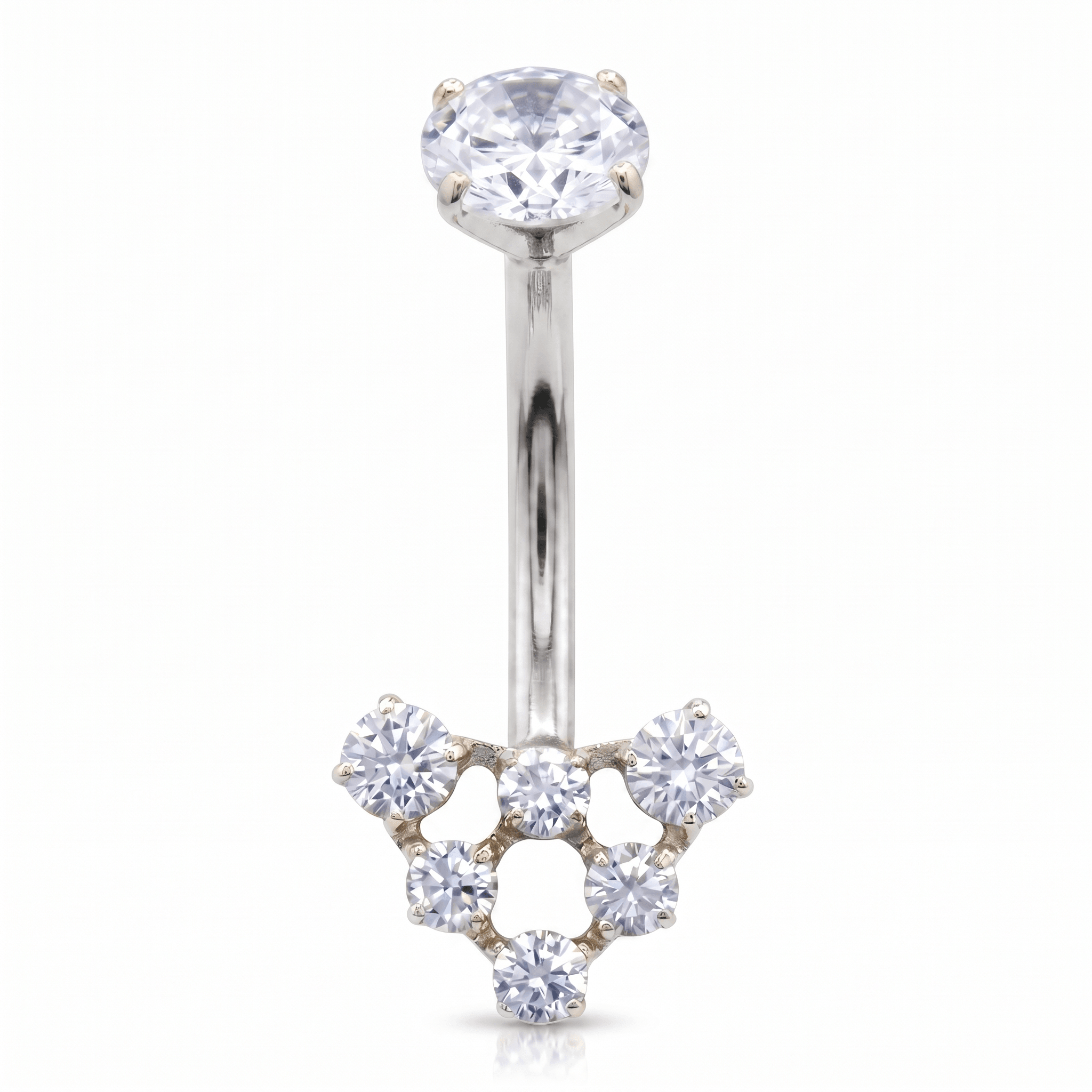 Double Belly Button Piercing - Silver titanium cluster navel