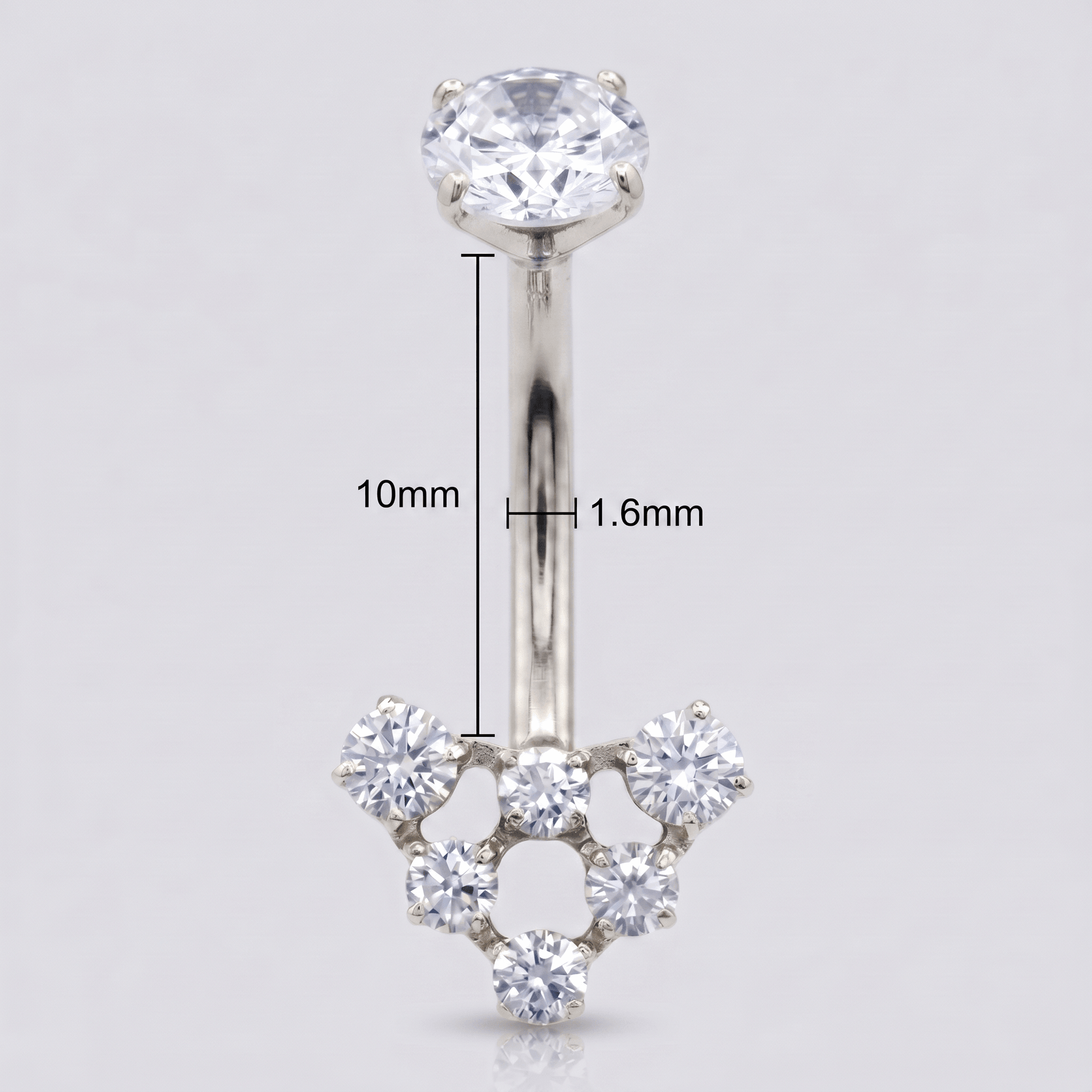 Double Belly Button Piercing - Silver cluster navel ring