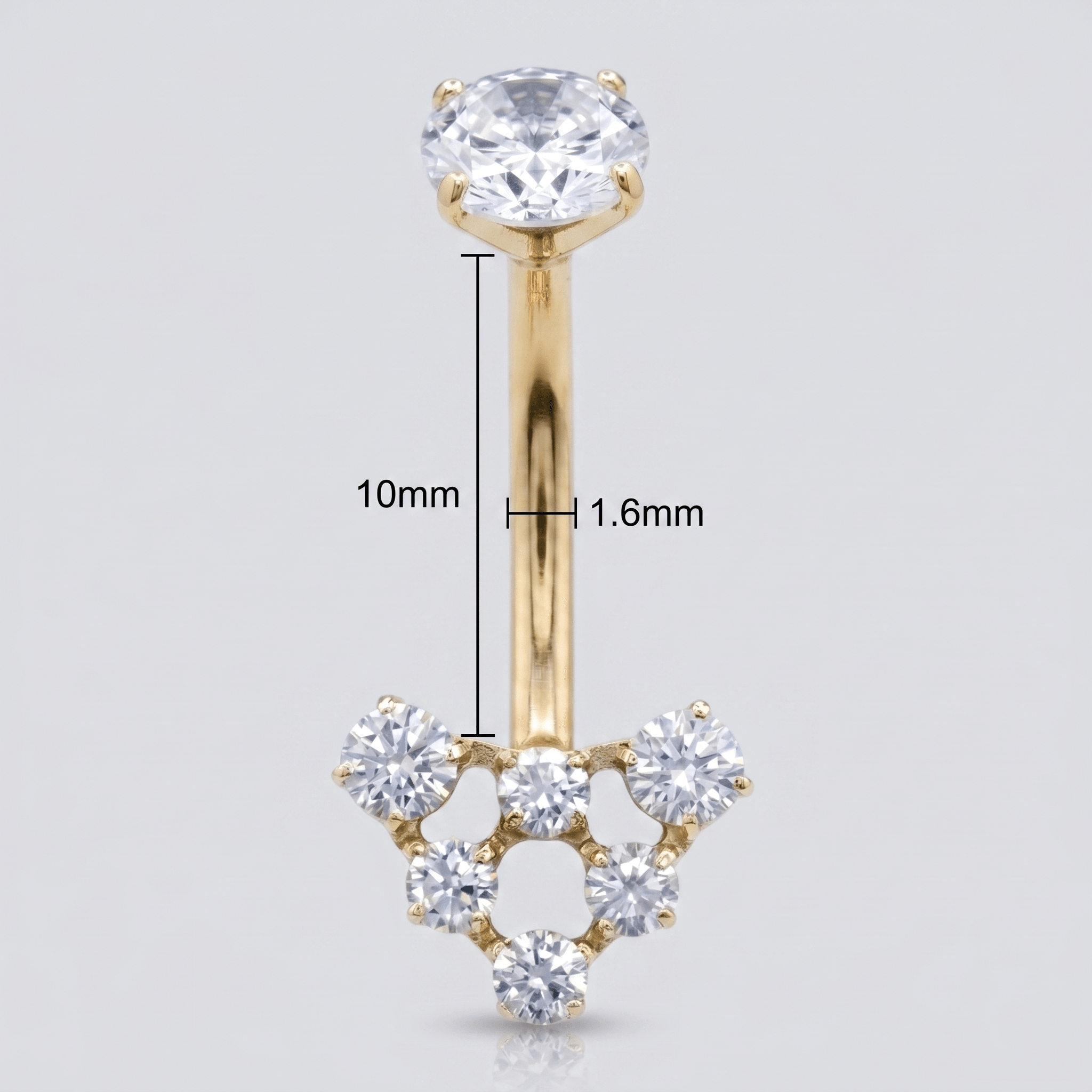 Double Belly Button Piercing - Gold cluster navel ring