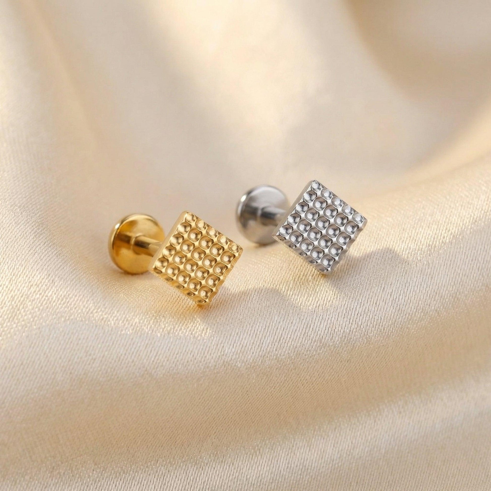 Geometric Hidden Helix Piercing - Gold and silver minimalist