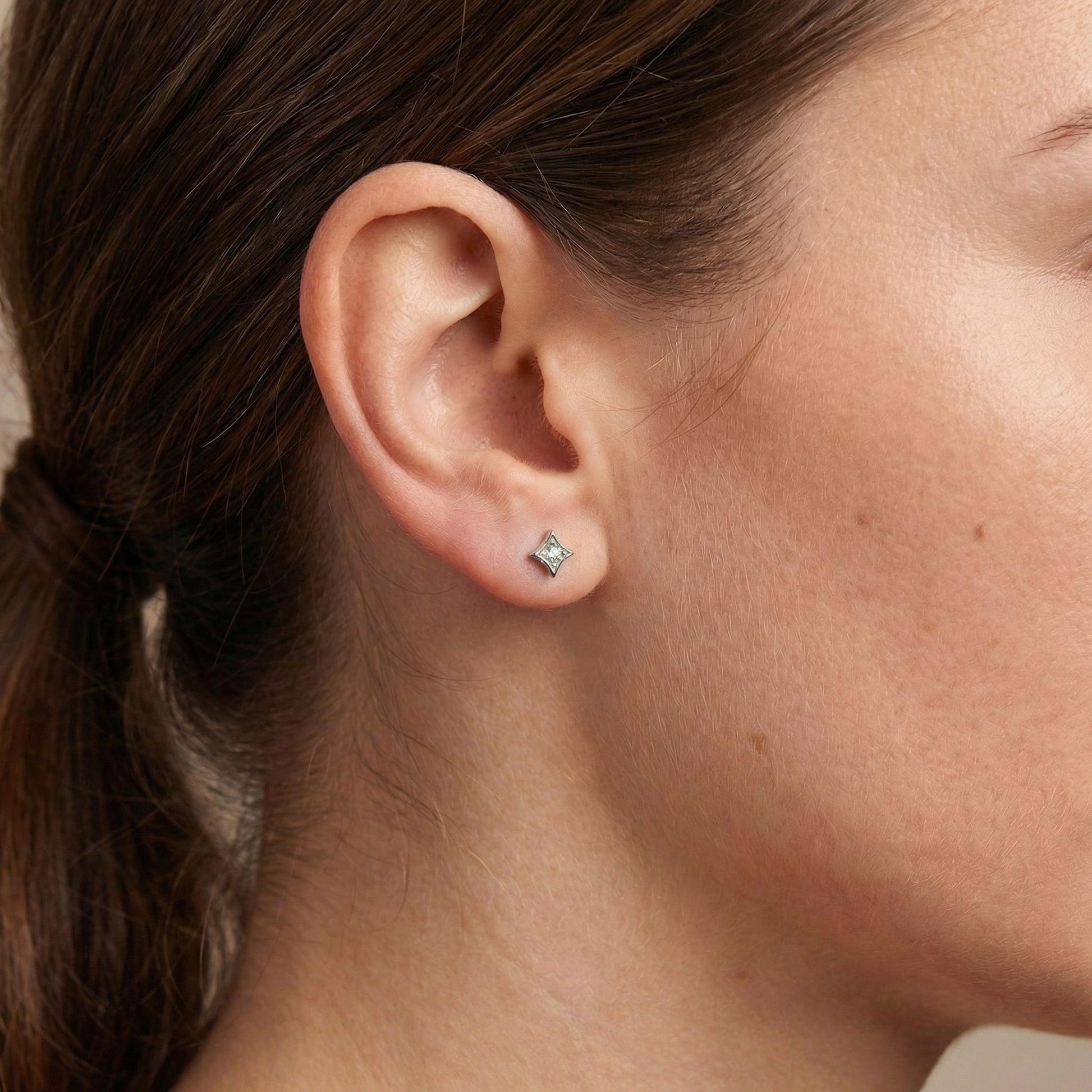 Silver medical-grade titanium piercing worn perfectly in a standard .