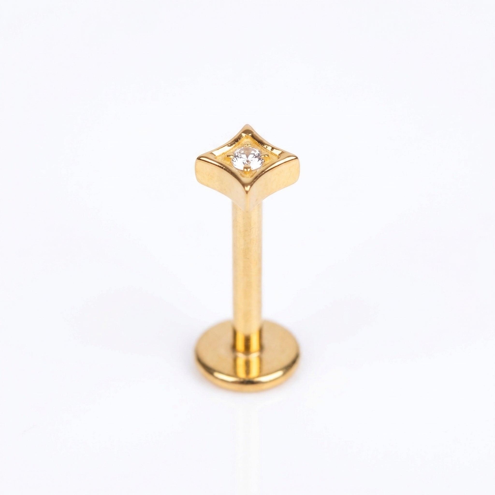 Geometric Front Helix Piercing - Single gold geometric cartilage
