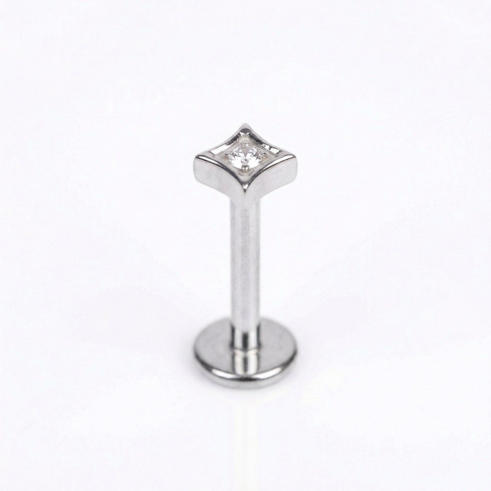 Geometric Front Helix Piercing - Single silver geometric piercing