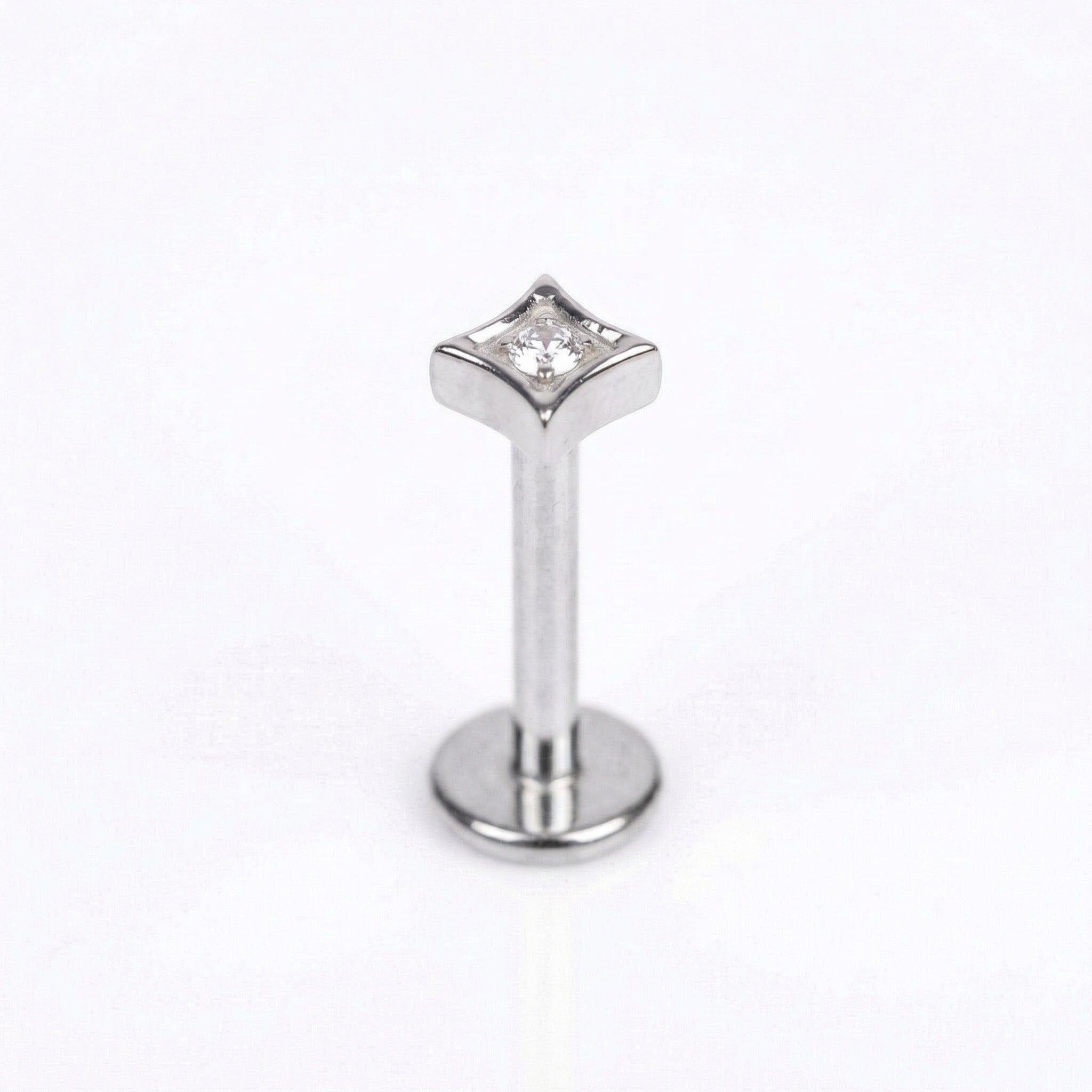 Geometric Front Helix Piercing - Single silver geometric piercing
