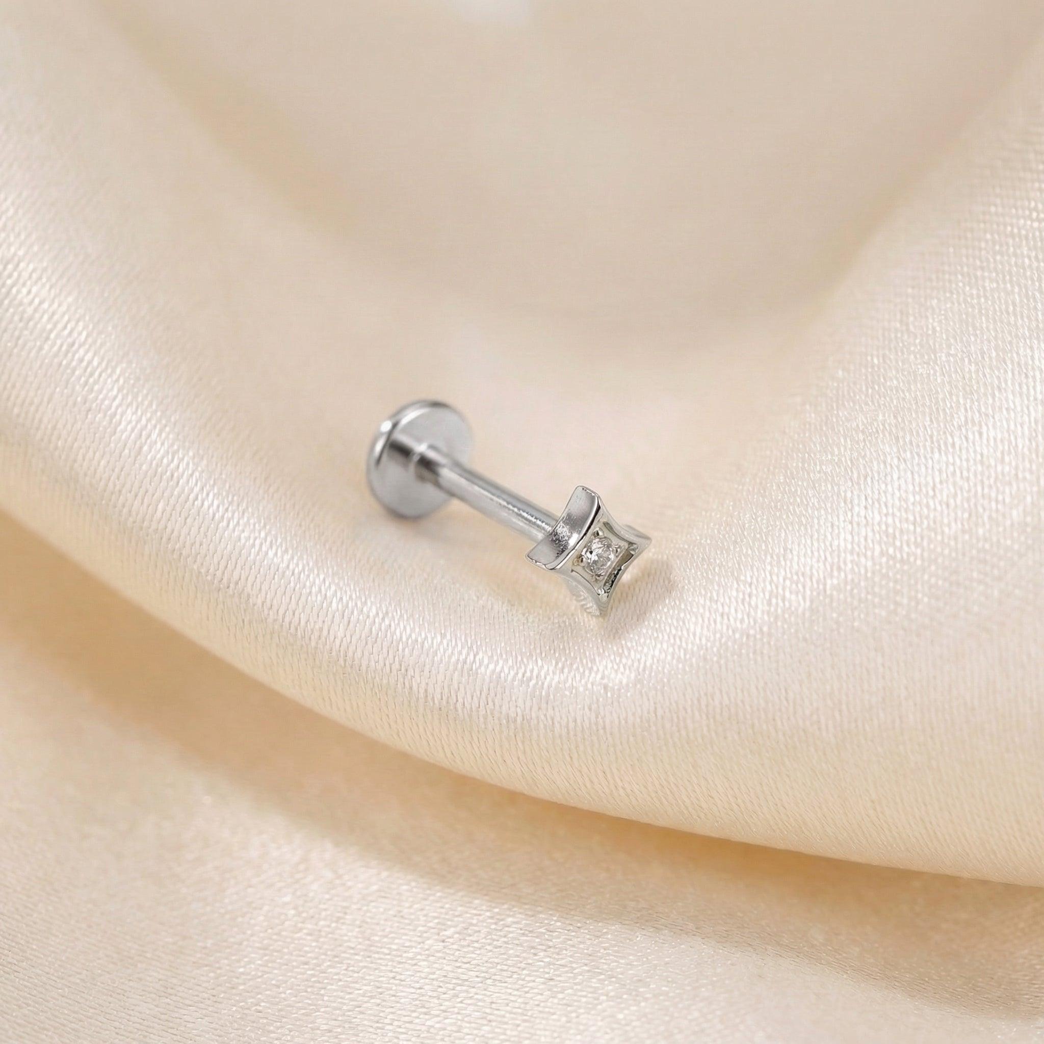 Geometric Front Helix Piercing - Silver medical-grade titanium piercing