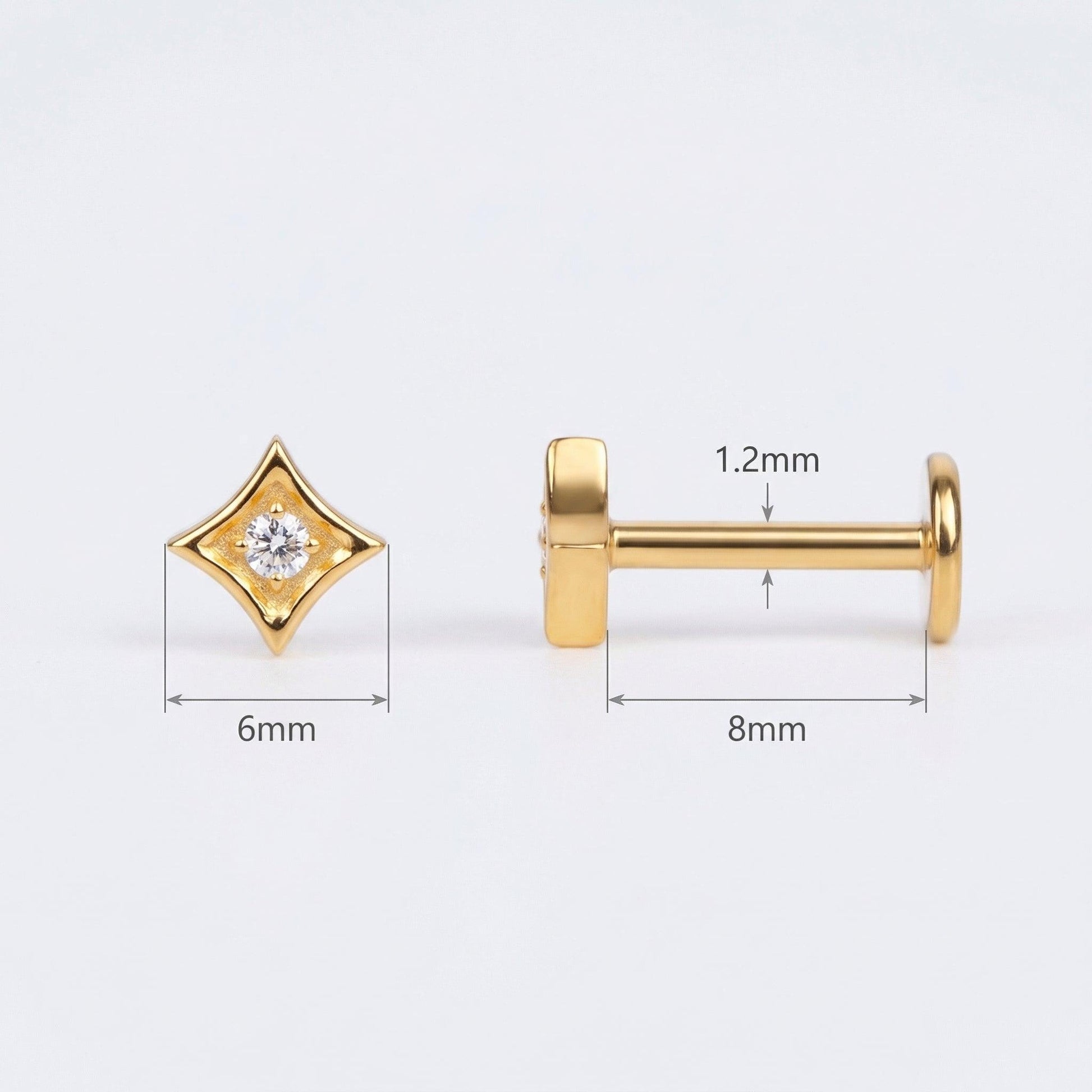 Geometric Front Helix Piercing - Diagram showing 6mm bar