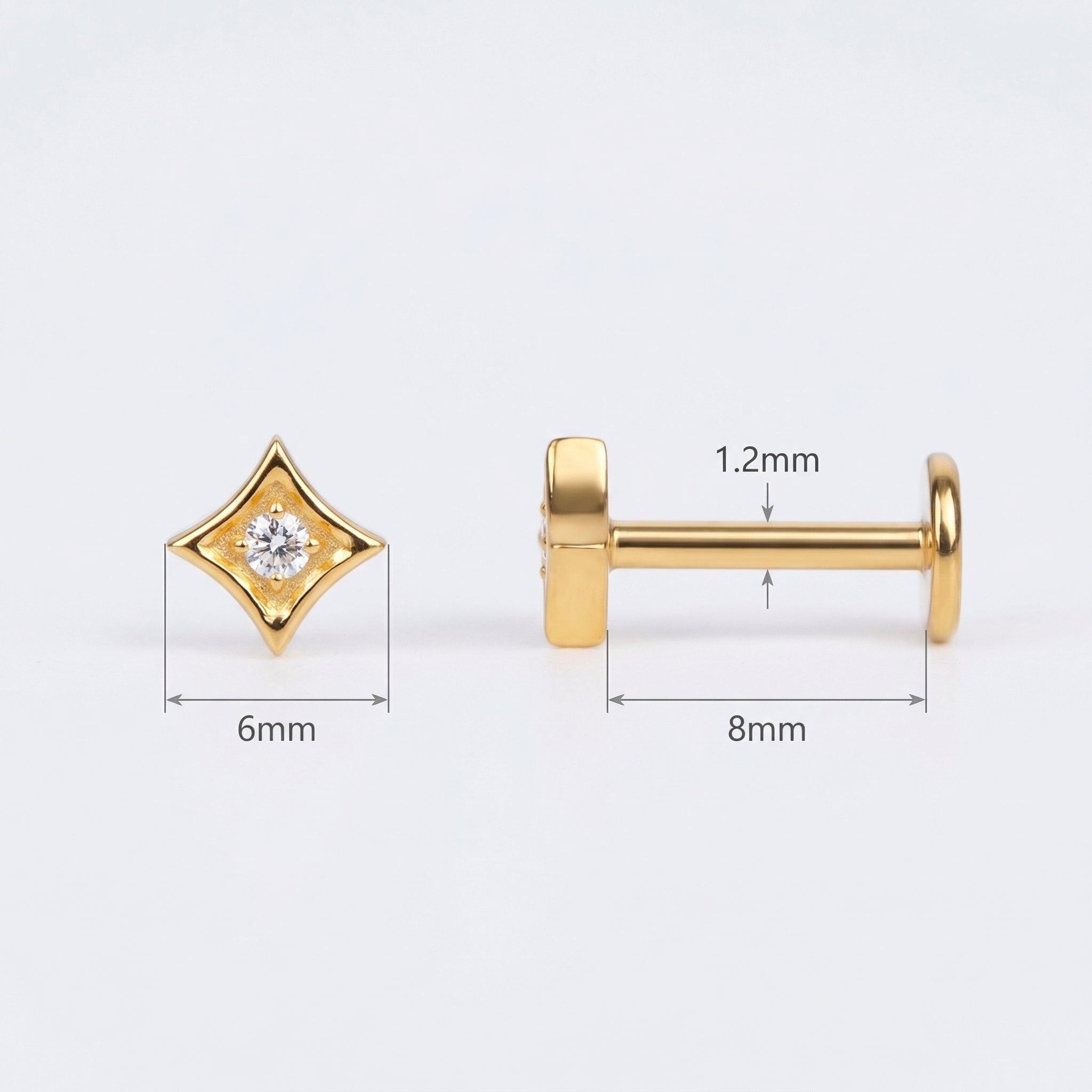 Geometric Front Helix Piercing - Diagram showing 6mm bar