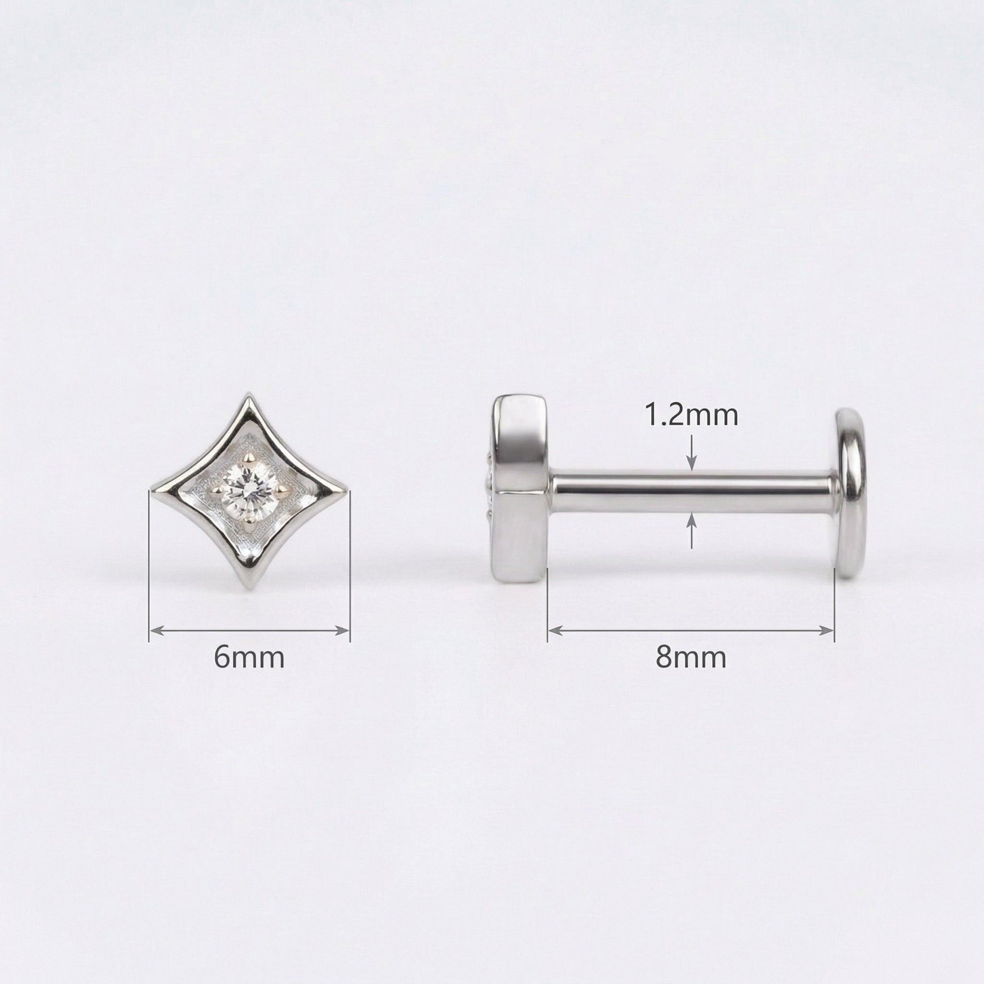 Geometric Front Helix Piercing - Diagram showing 6mm bar