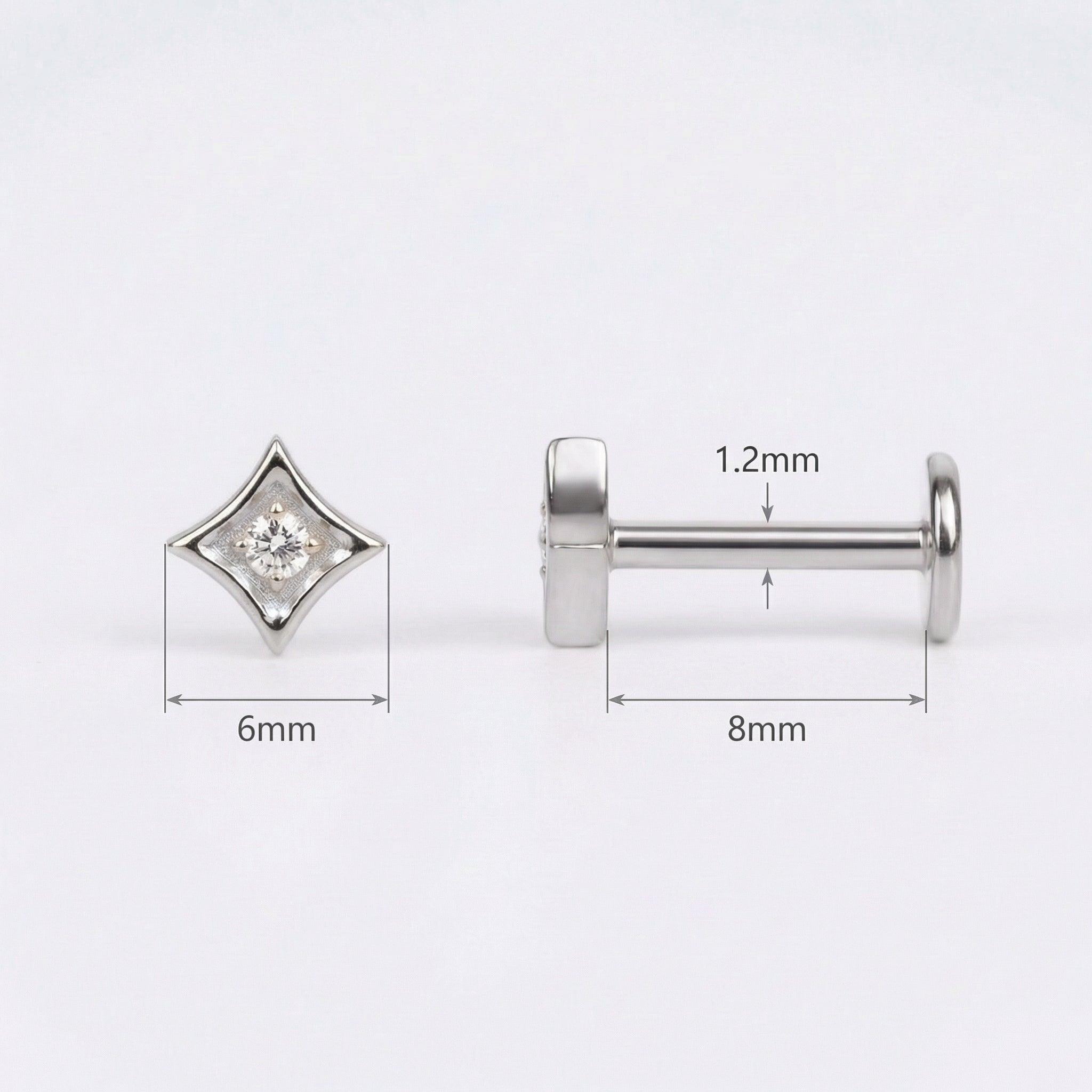 Geometric Front Helix Piercing - Diagram showing 6mm bar
